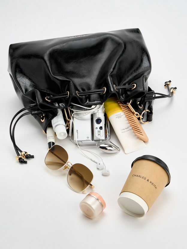 Moxie モキシー ドローストリングバケットバッグ, ブラック, hi-res