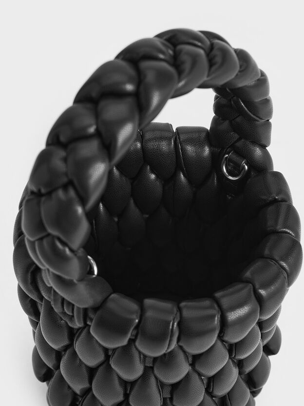 Bia ビア パッドテクスチャーバケツバッグ, ノワール, hi-res