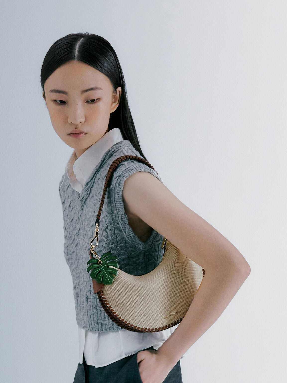 Blume ブリュム キャンバスブレードカーブホーボーバッグ, トープキャンバス, hi-res