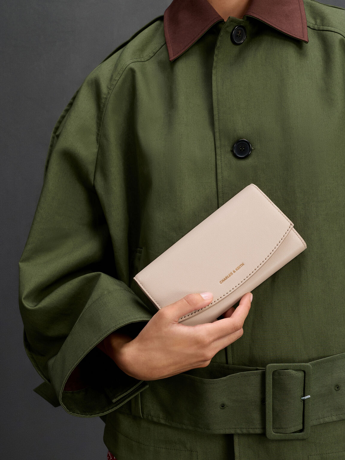 Briony ブライオニー カーブフラップロングウォレット, オーツ, hi-res