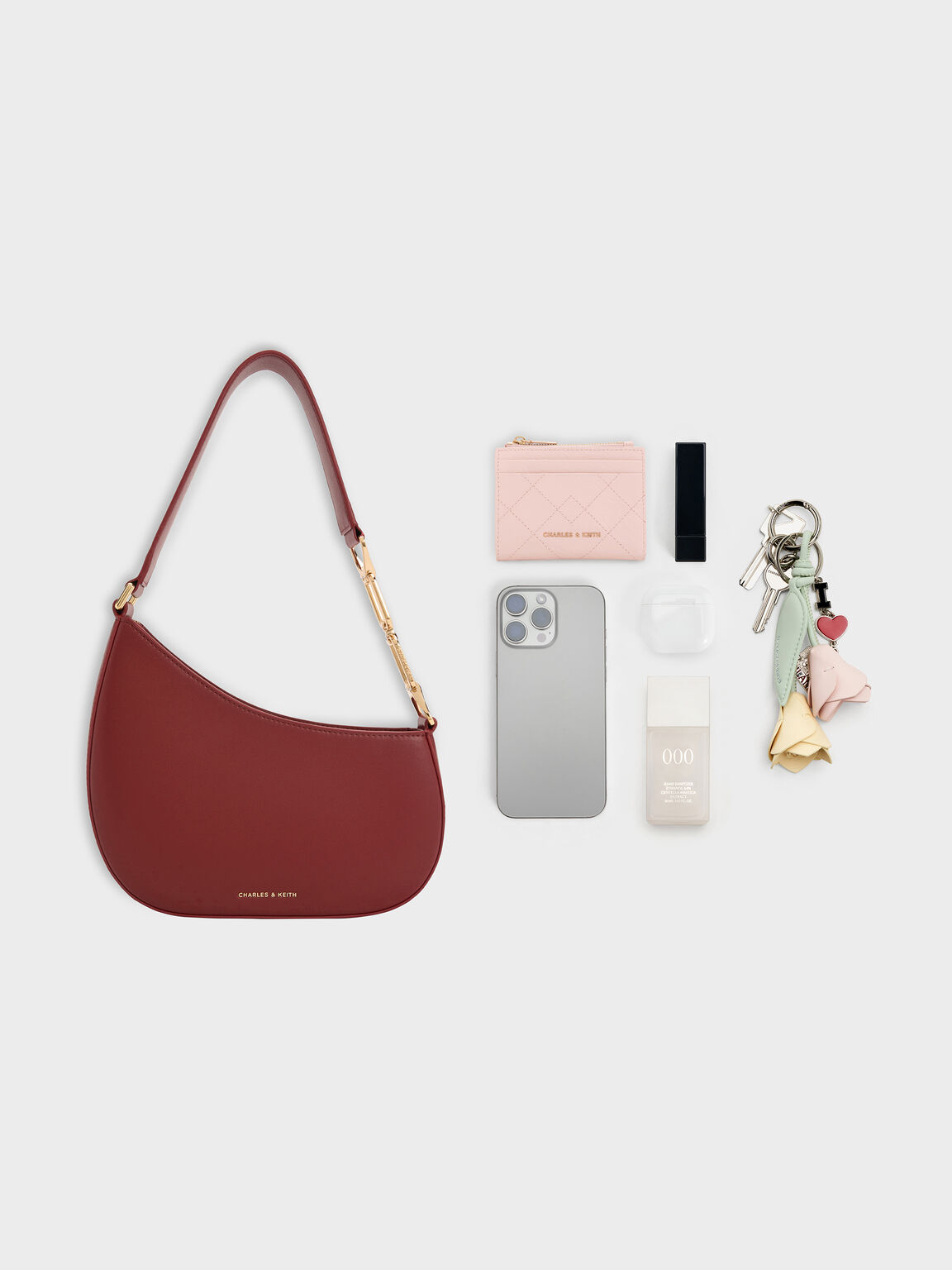 アシメトリック ショルダーバッグ, バーガンディ, hi-res