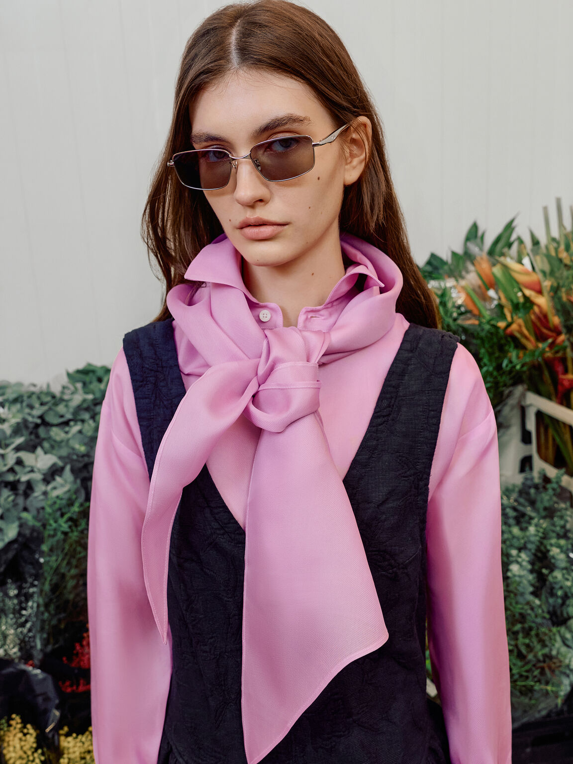 Celestia セレスティア レクタンギュラークリアサングラス, シルバー, hi-res