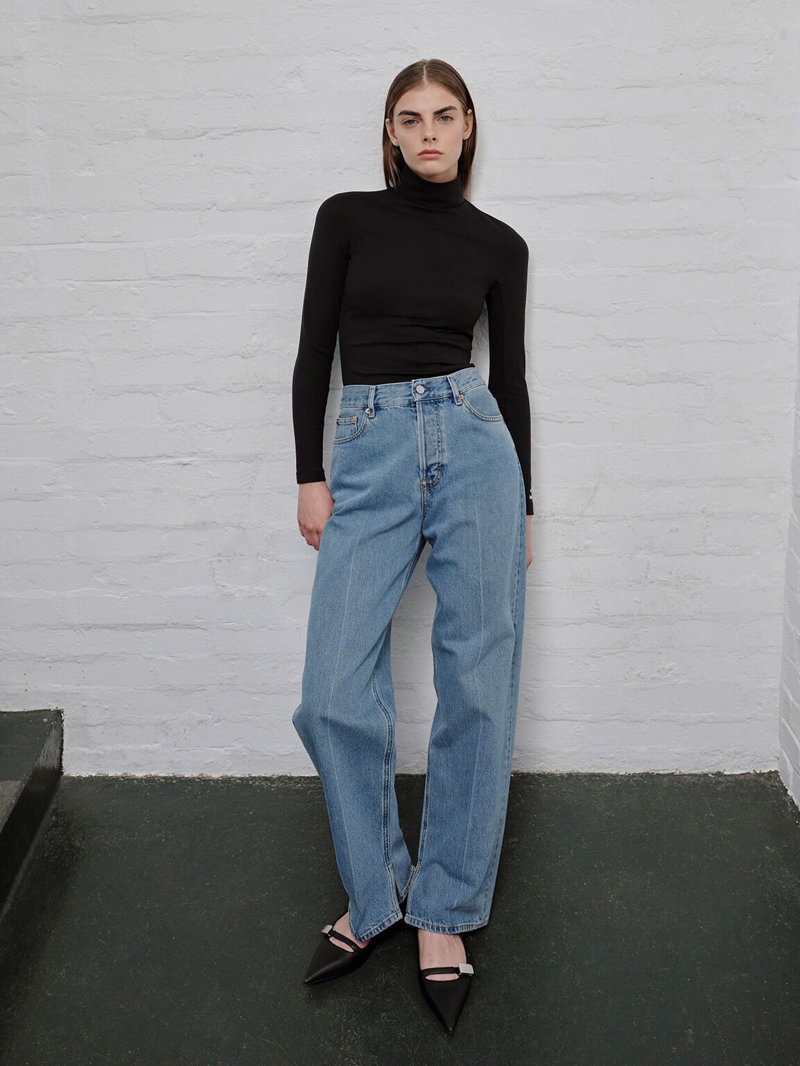 Robbie ロビー ポインテッドトゥバレエフラット, ブラック, hi-res