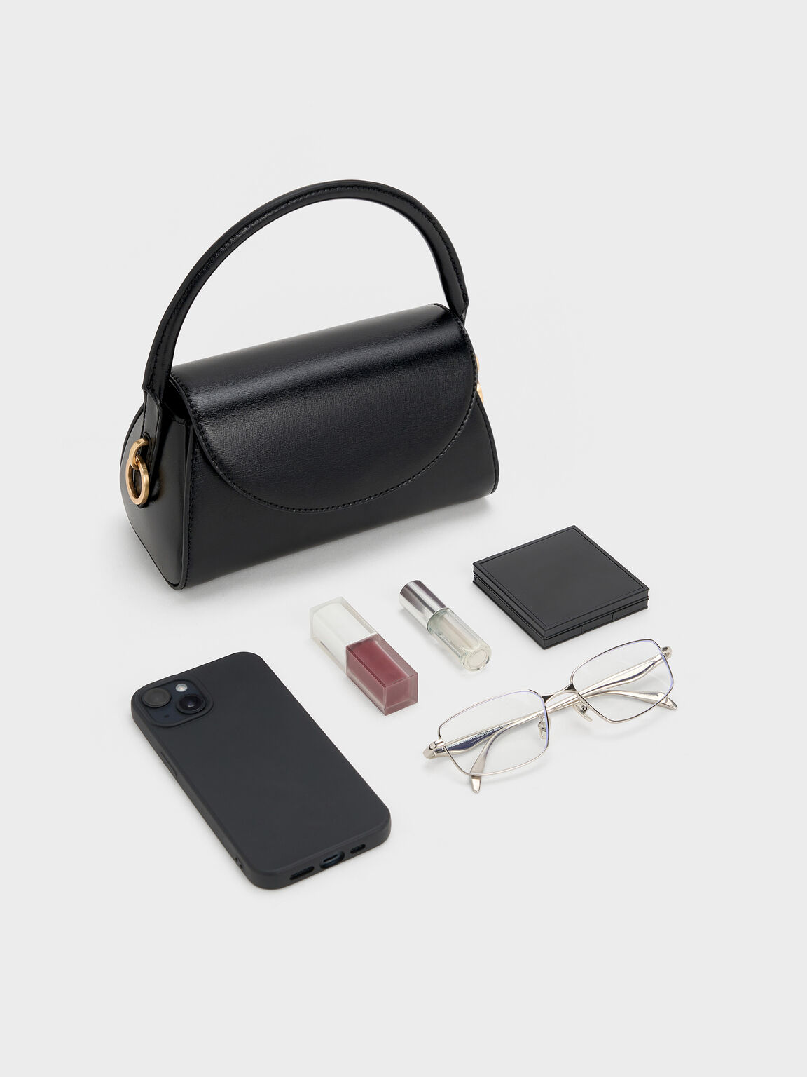 Kaila カイラ フラップトップハンドルバッグ, ブラック, hi-res