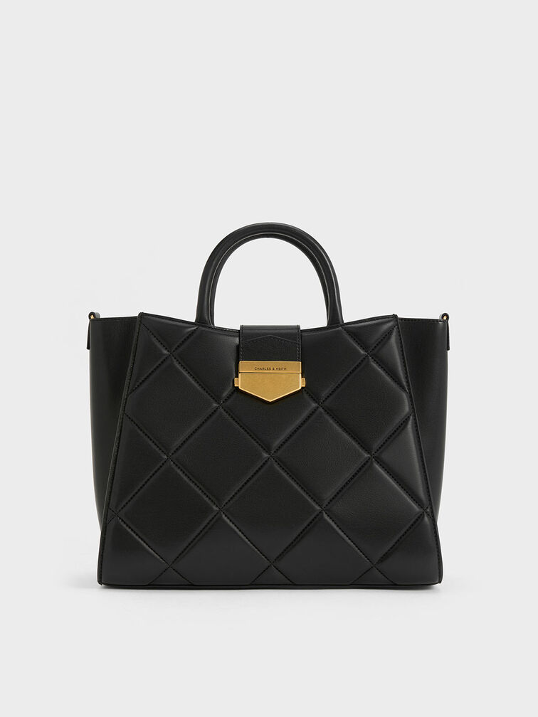 ヴァーティゴ キルトトートバッグ - ブラック | CHARLES & KEITH 