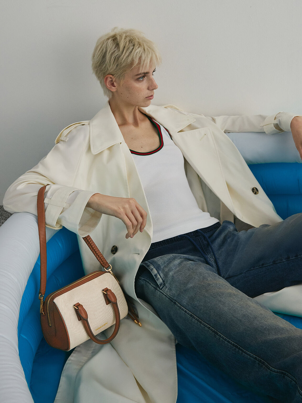 Everleigh エベルレイ ツートーンボウリングバッグ, トープキャンバス, hi-res