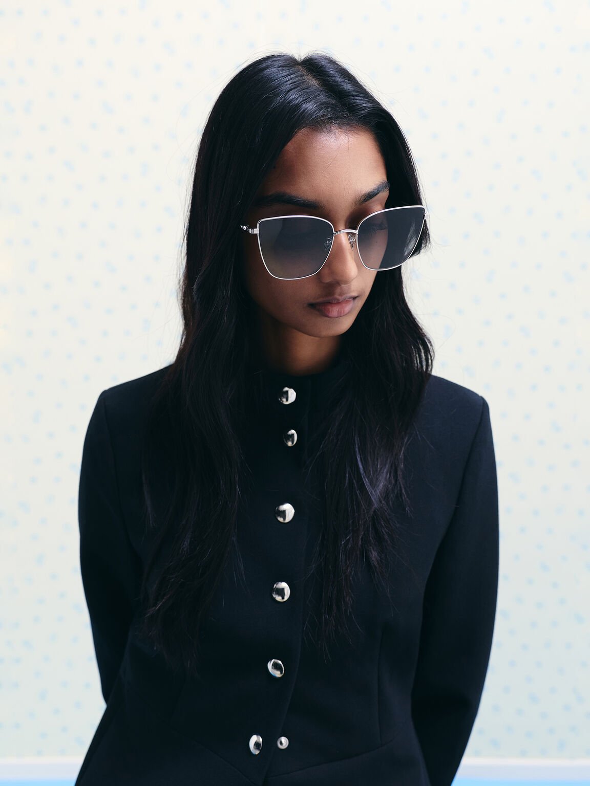 Livonia リヴォニア クリスタルスクエアサングラス, シルバー, hi-res