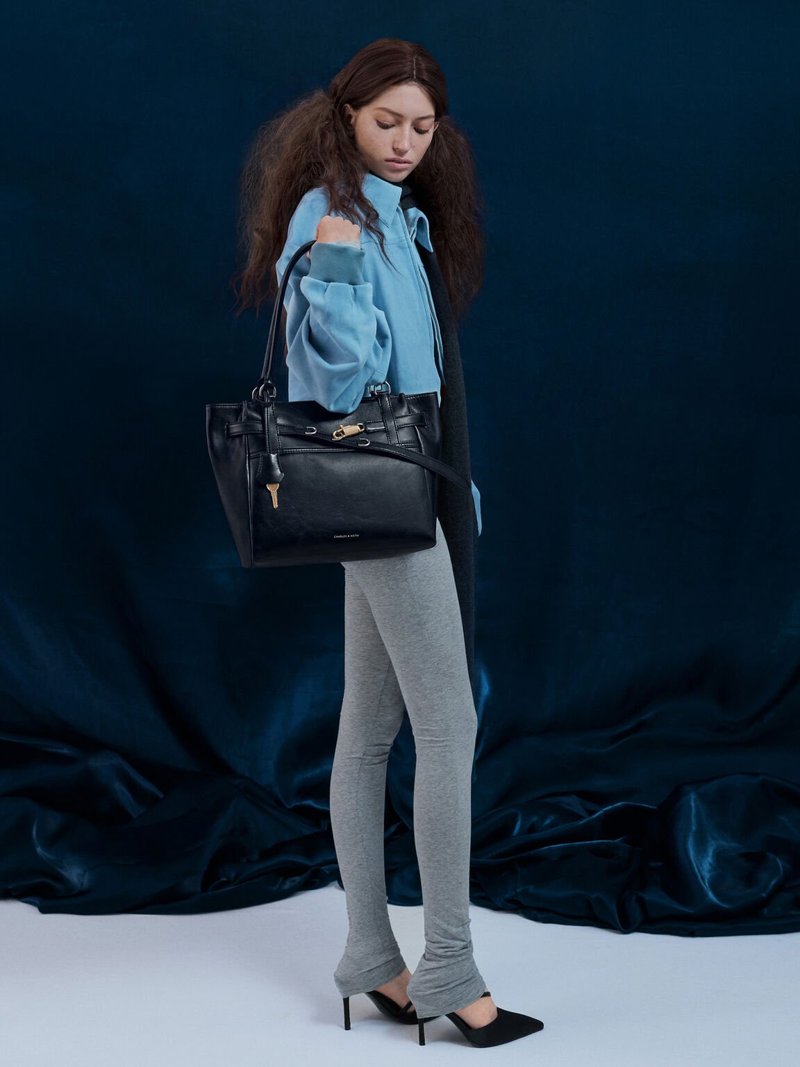 Delfina デルフィナ ベルトトートバッグ, ノワール, hi-res