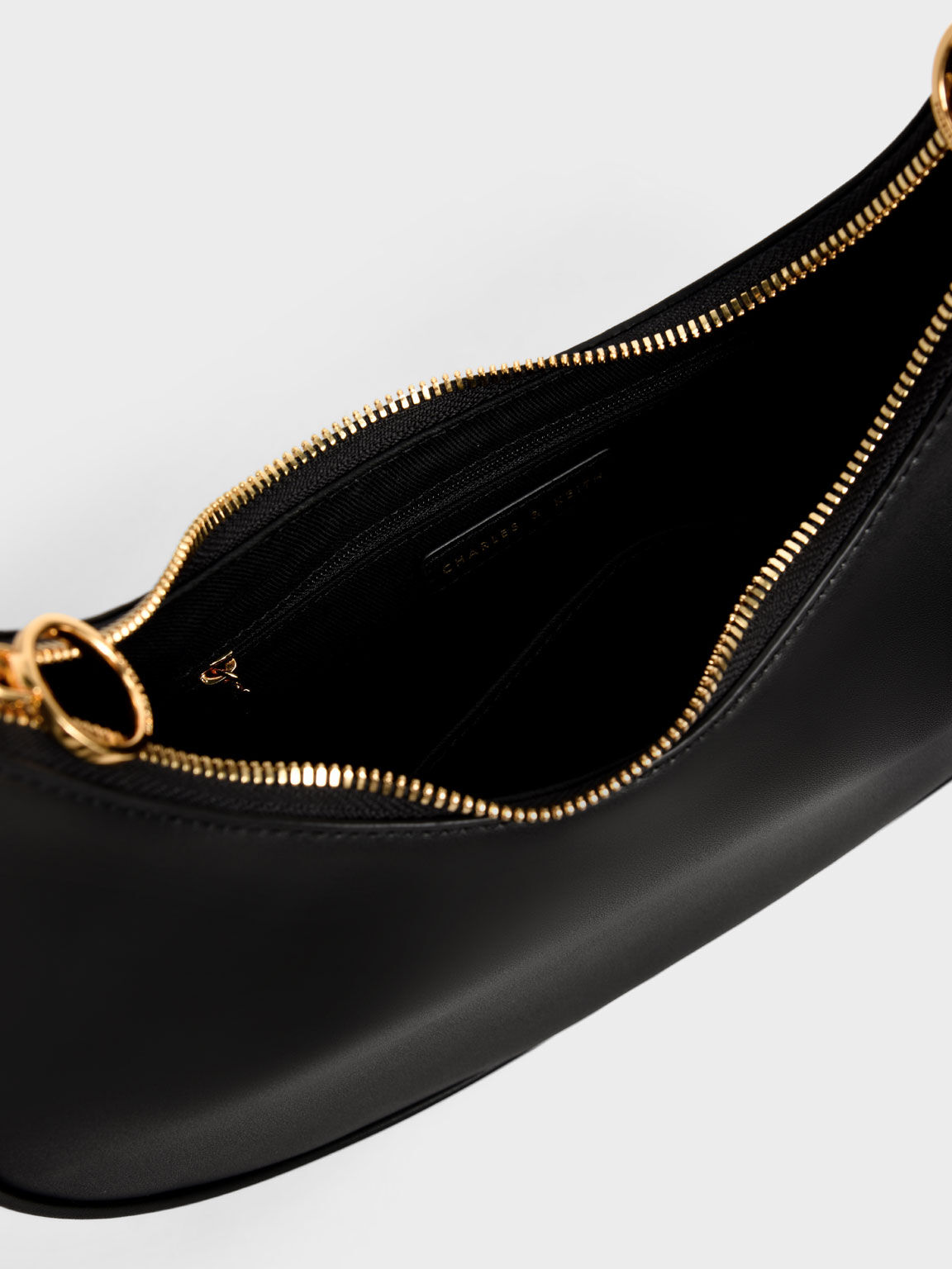 クレッセント ホーボーバッグ, ブラック, hi-res