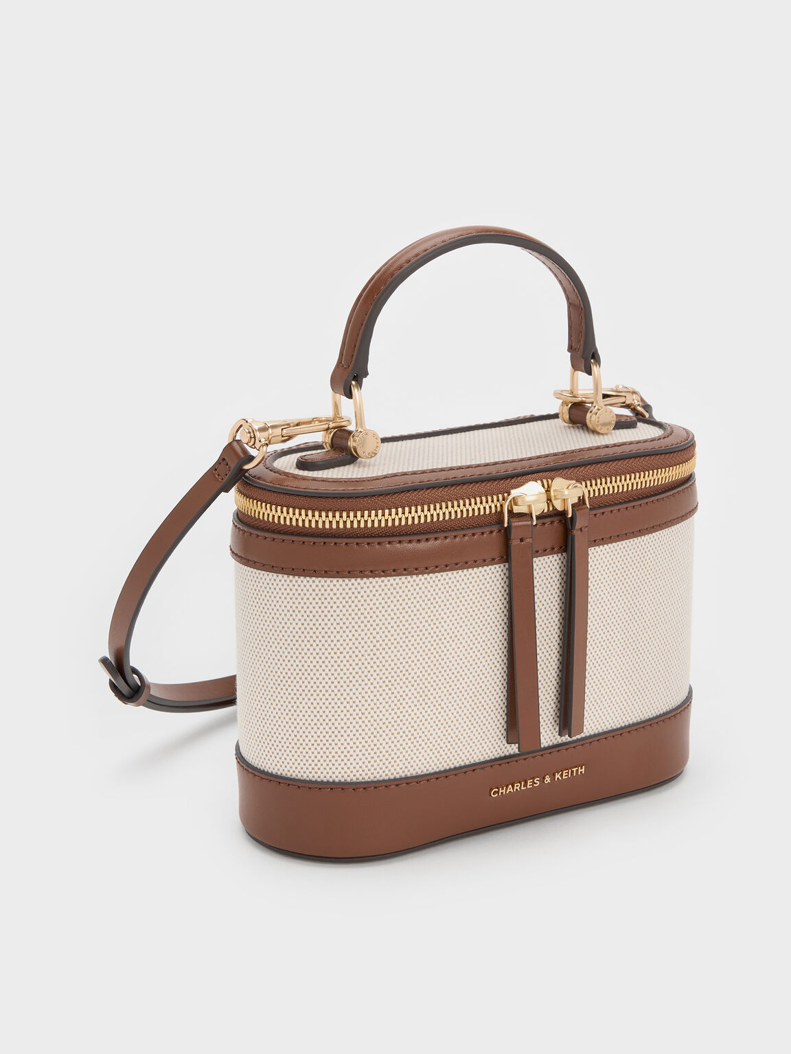 Enola エノラ キャンバストップハンドルバニティーバッグ, チョコレート, hi-res