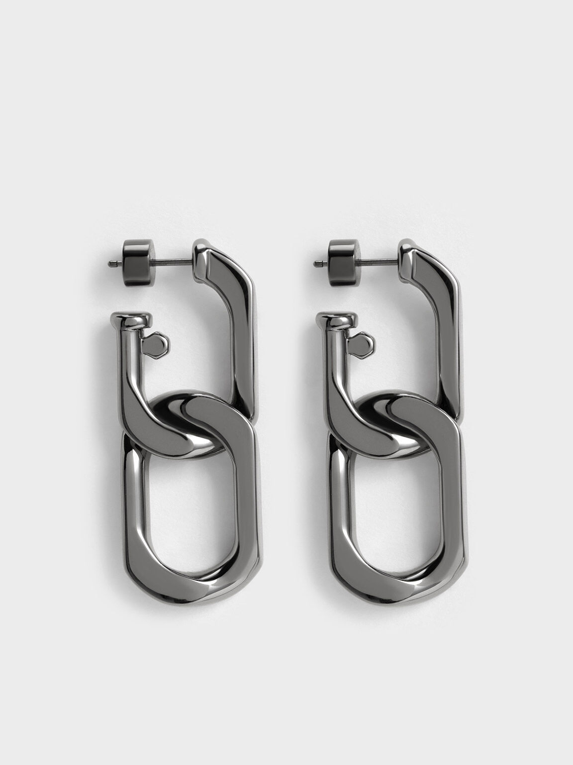 Gabine ガビーヌ チェーンリンクドロップピアス, ブラック, hi-res