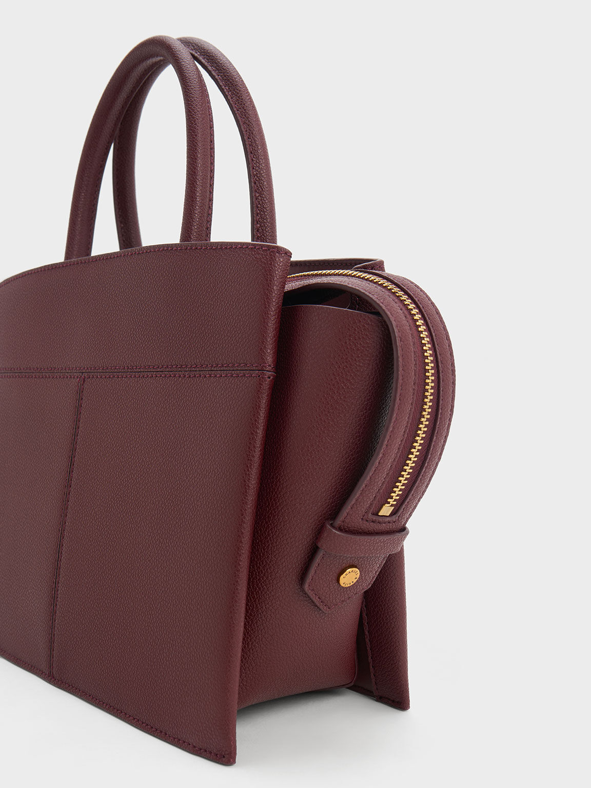 Anwen アンウェン トラペーズトップハンドルバッグ, バーガンディ, hi-res