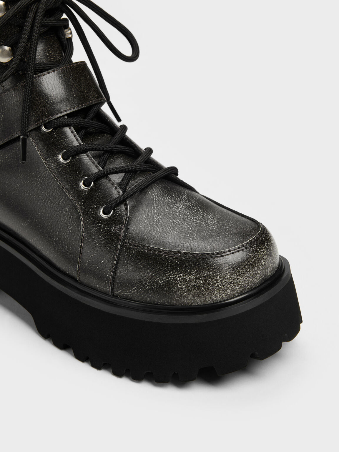 Eliot エリオット コンバットブーツ, グレー, hi-res