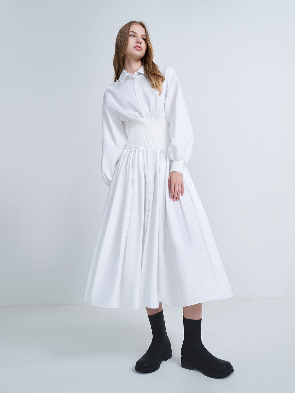 ラウンドトゥ ジップアップアンクルブーツ, ブラック, hi-res