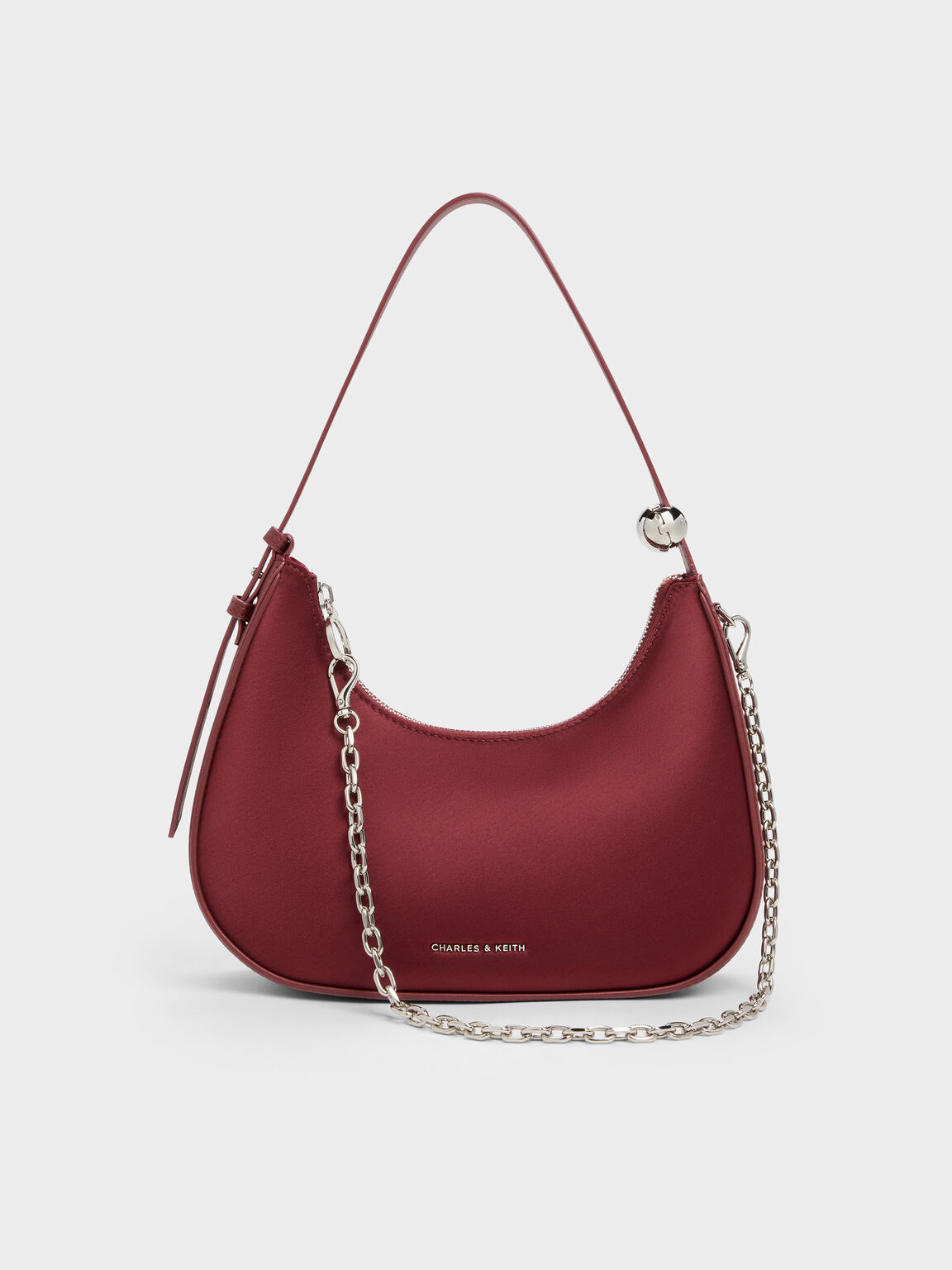 Jesmyn ジェスミン サテンクレセントツーウェイバッグ, バーガンディ, hi-res