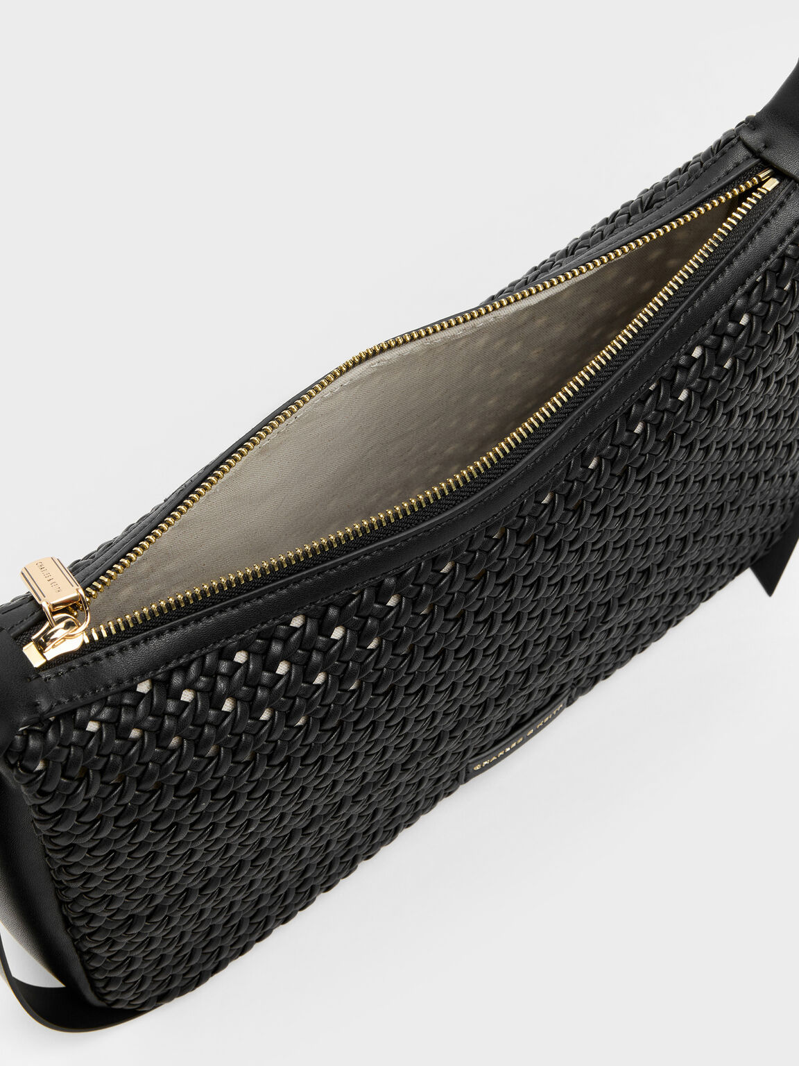 Calla カルラ ウーブン ショルダーバッグ, ブラック, hi-res