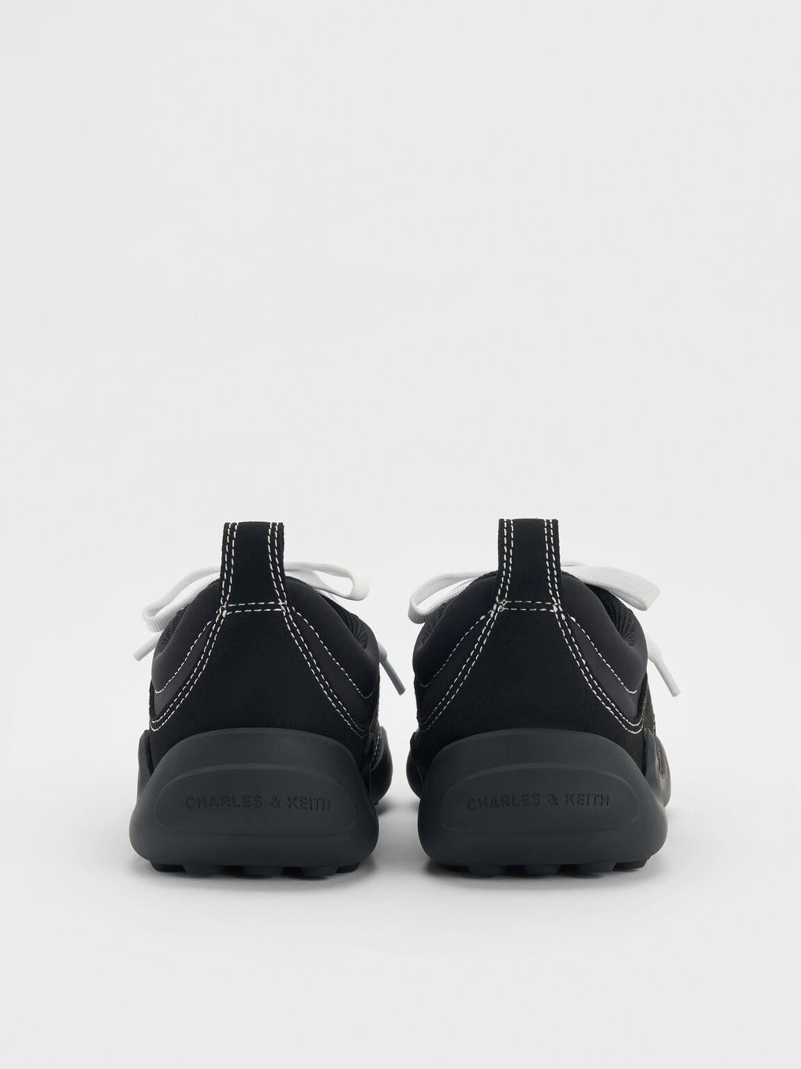 Minette ミネット ナイロンテクスチャーコントラストパネルスニーカー, ブラックテクスチャード, hi-res