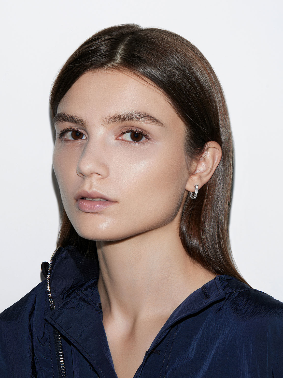 Gabine ガビーヌ スワロフスキークリスタルハギーピアス, シルバー, hi-res