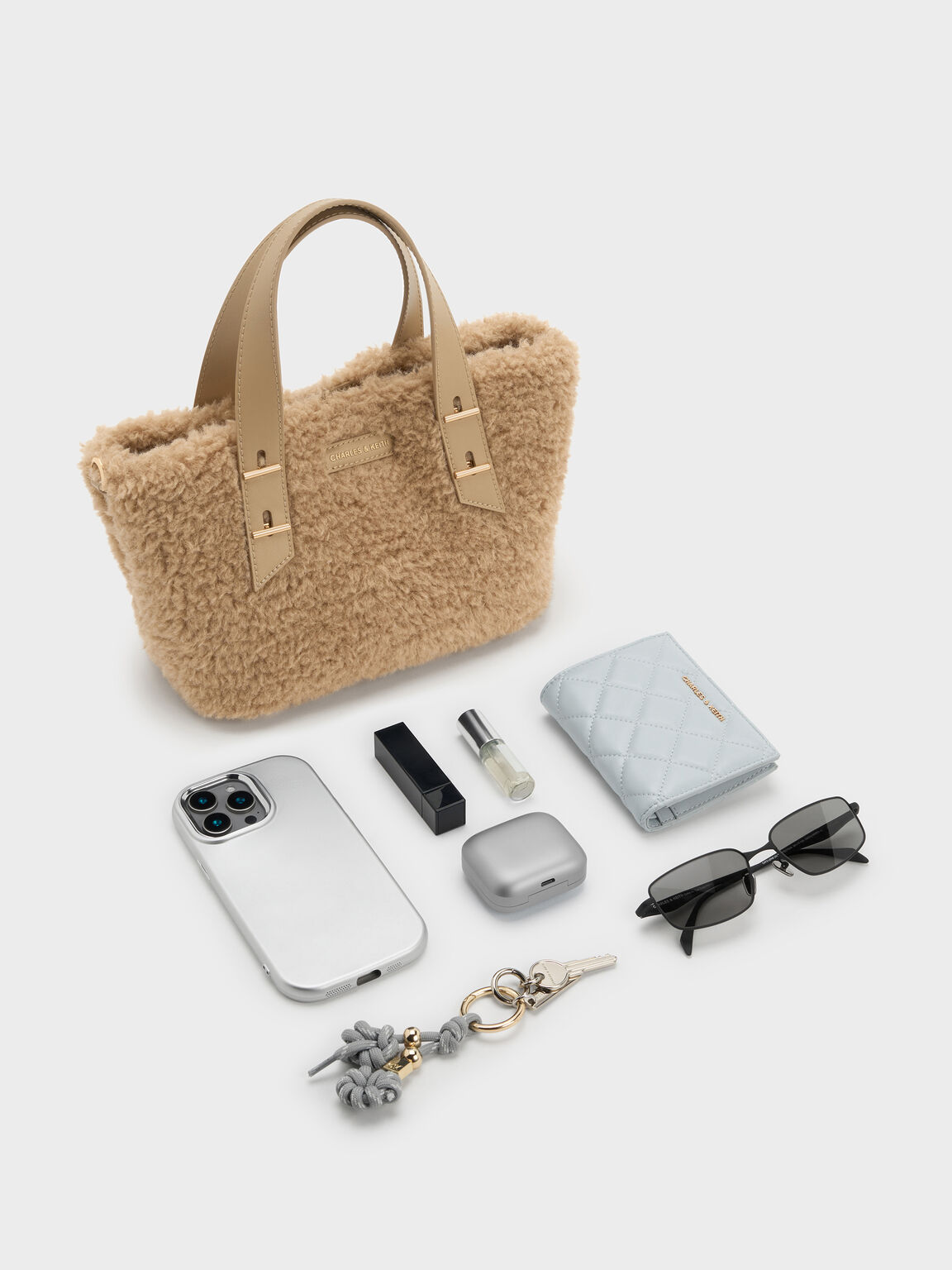 Shania ミニシャナイア フォーシアリング ダブルハンドルバッグ, ナツメグベージュ, hi-res