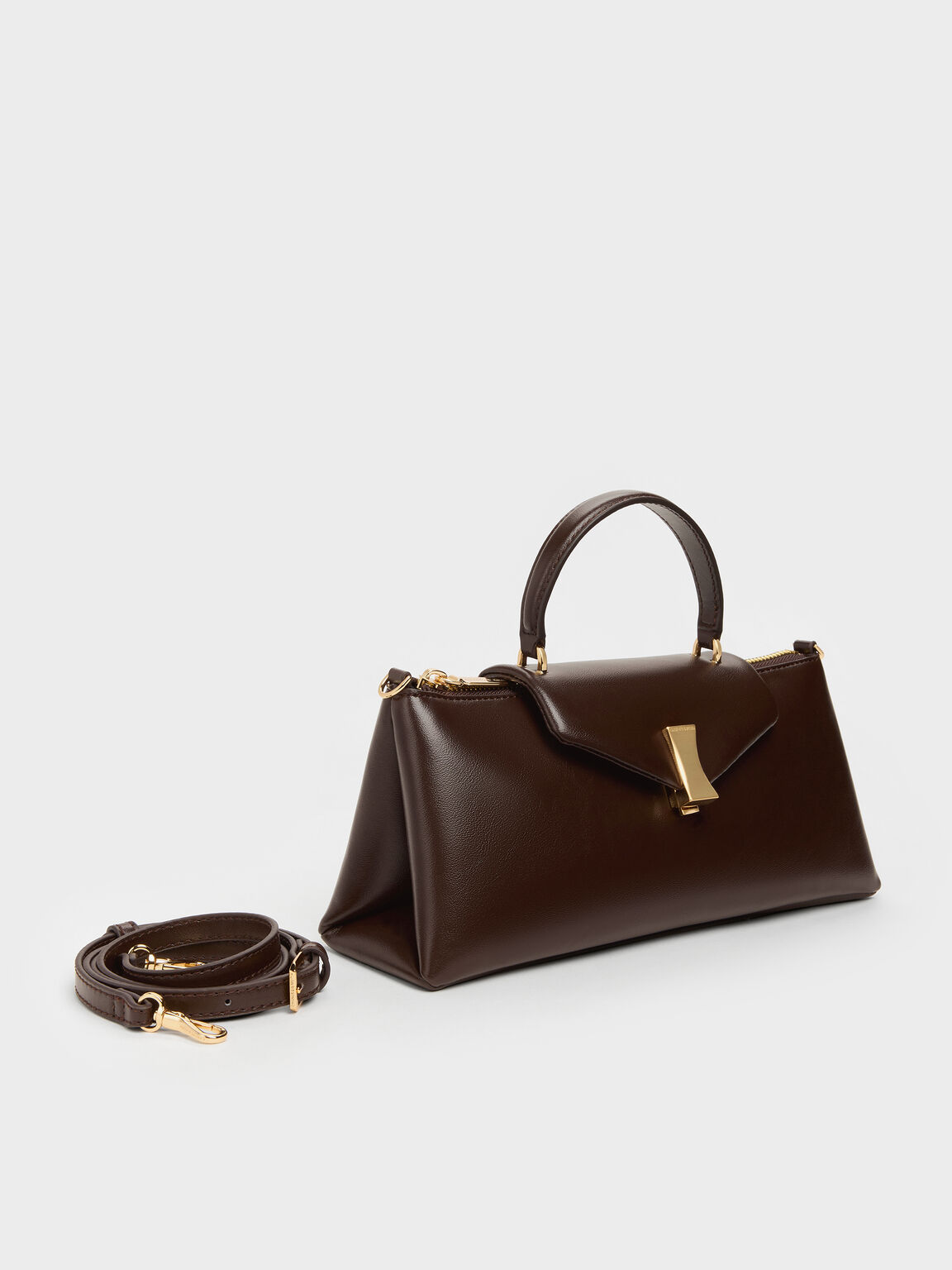 Lilibet リリベット イロンゲイティッド トップハンドルバッグ, エスプレッソブラウン, hi-res