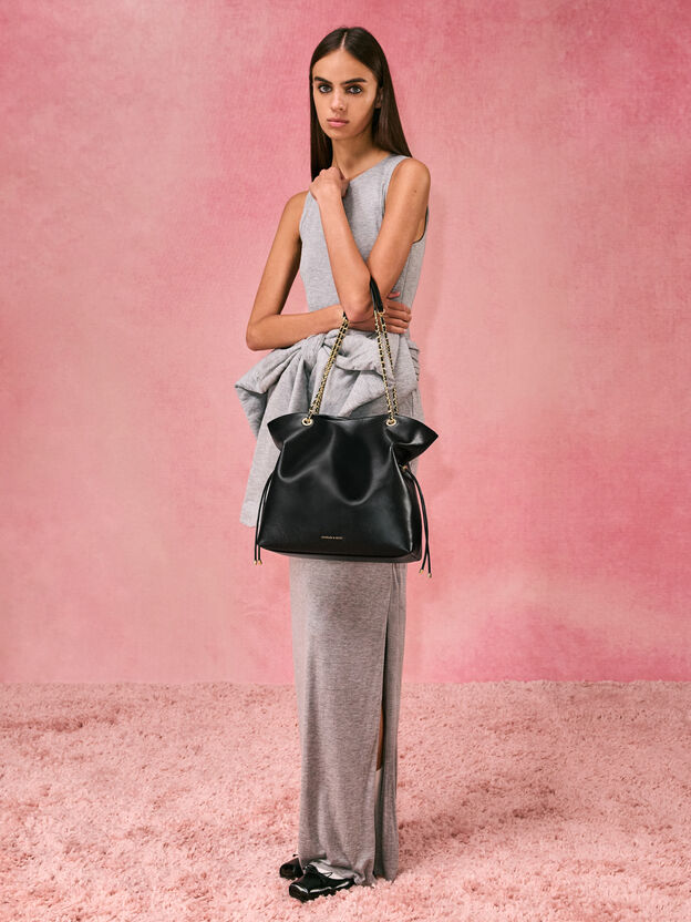 Arya アリア ブレイドストラップダブルハンドルトートバッグ, ブラック, hi-res