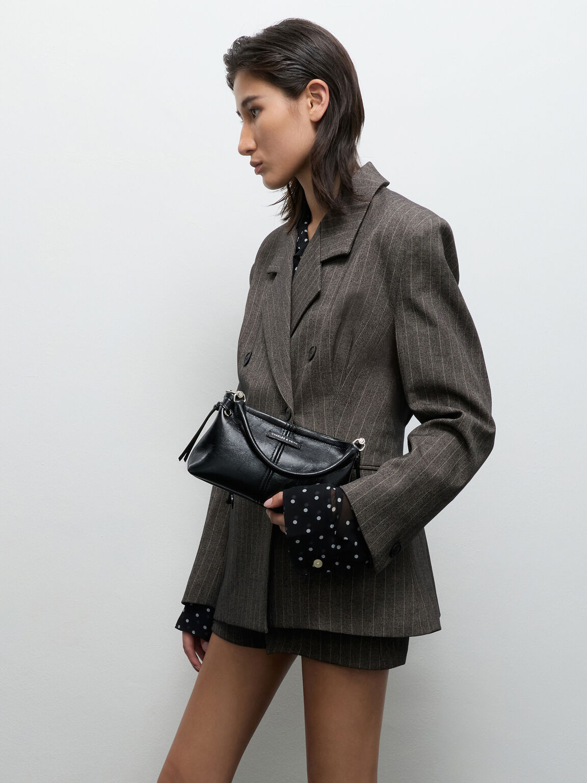 Noane ノアン クリンクルエフェクトドロウストリングトップハンドルバッグ, ノワール, hi-res