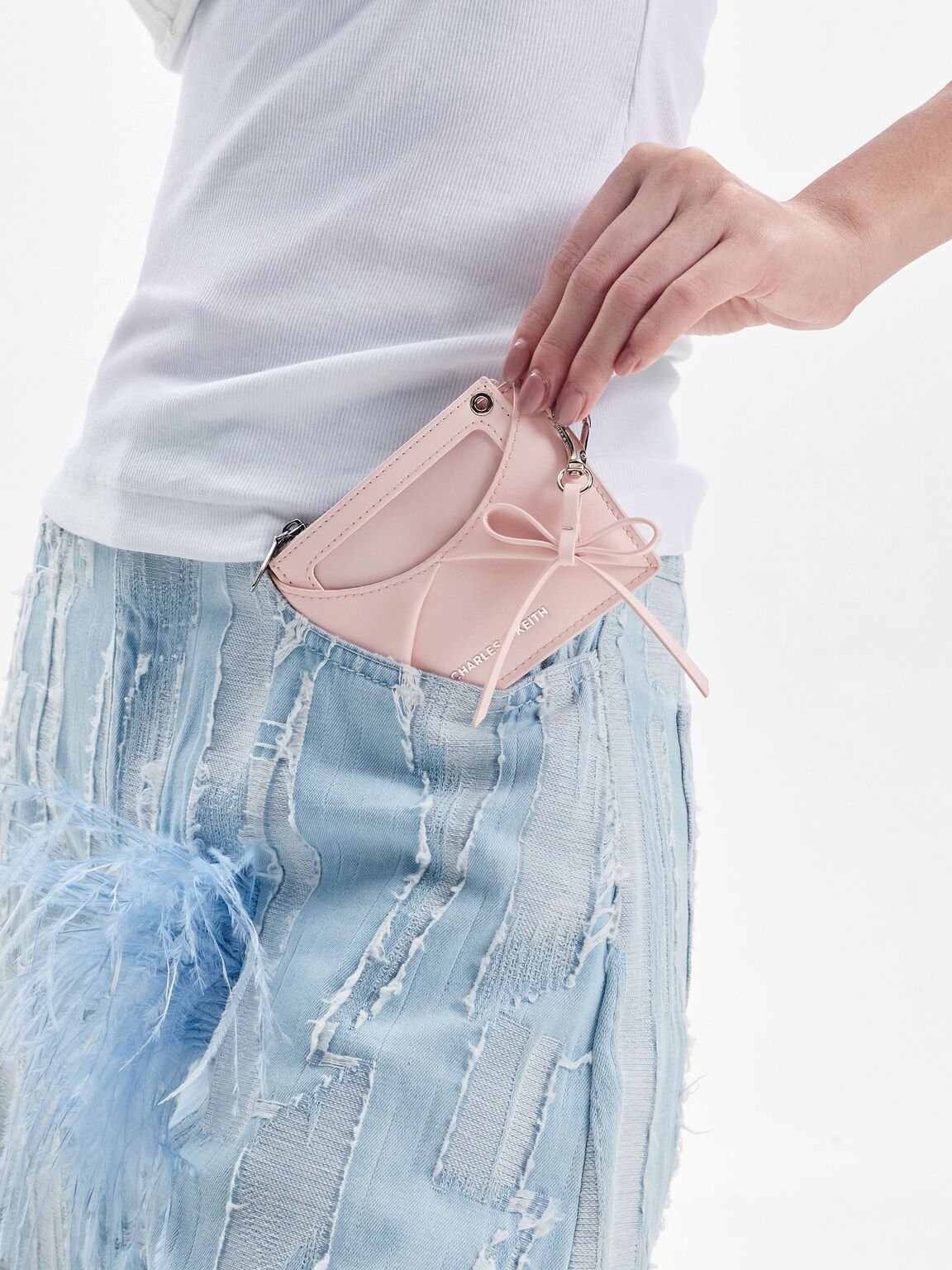 Hazel ヘーゼル ボウパネル カードホルダー, ソフトピンク, hi-res