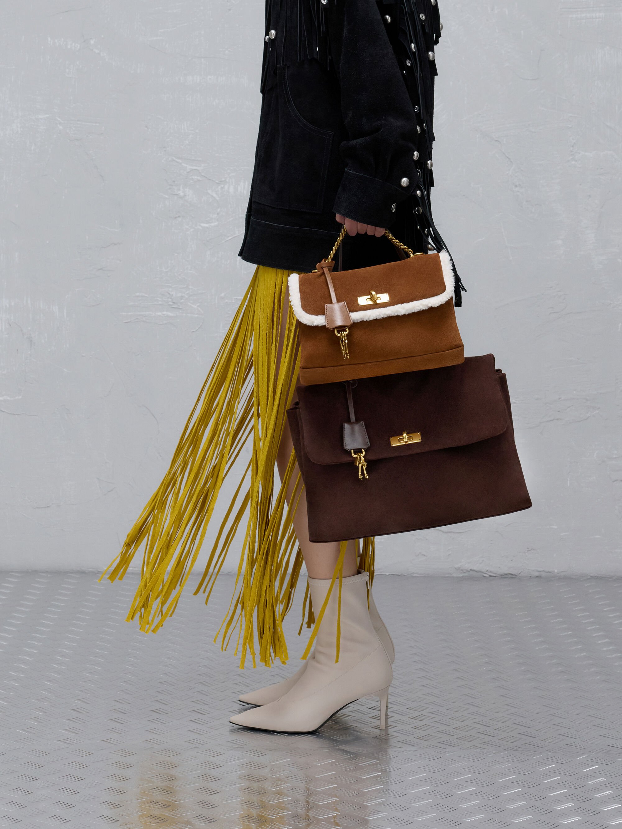 Kerry ケリー トップハンドルサッチェルバッグ - エスプレッソブラウン CHARLES & KEITH Kerry ケリー トップハンドルサッチェルバッグ