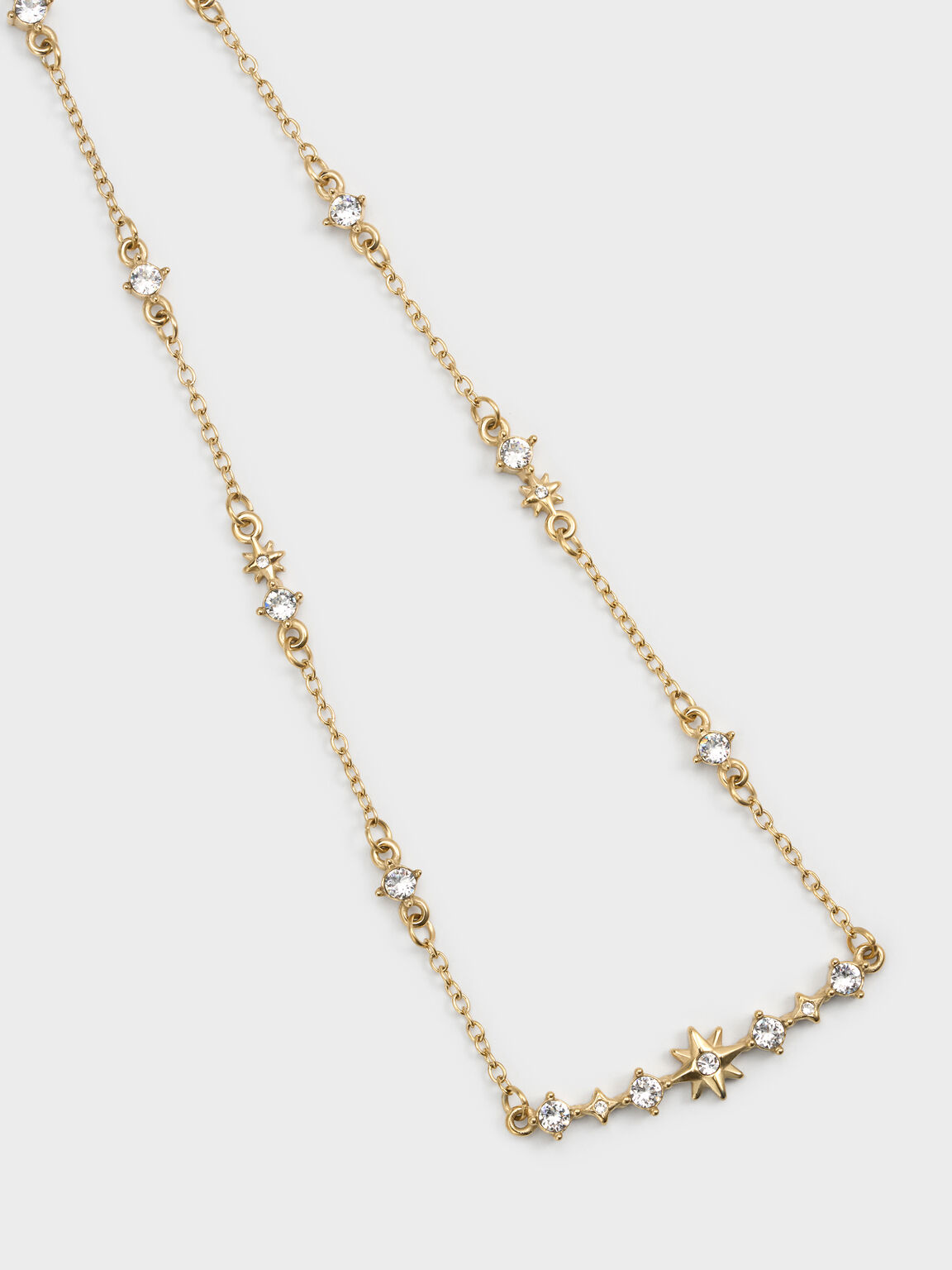 Everest エベレスト クリスタルスターネックレス, ゴールド, hi-res