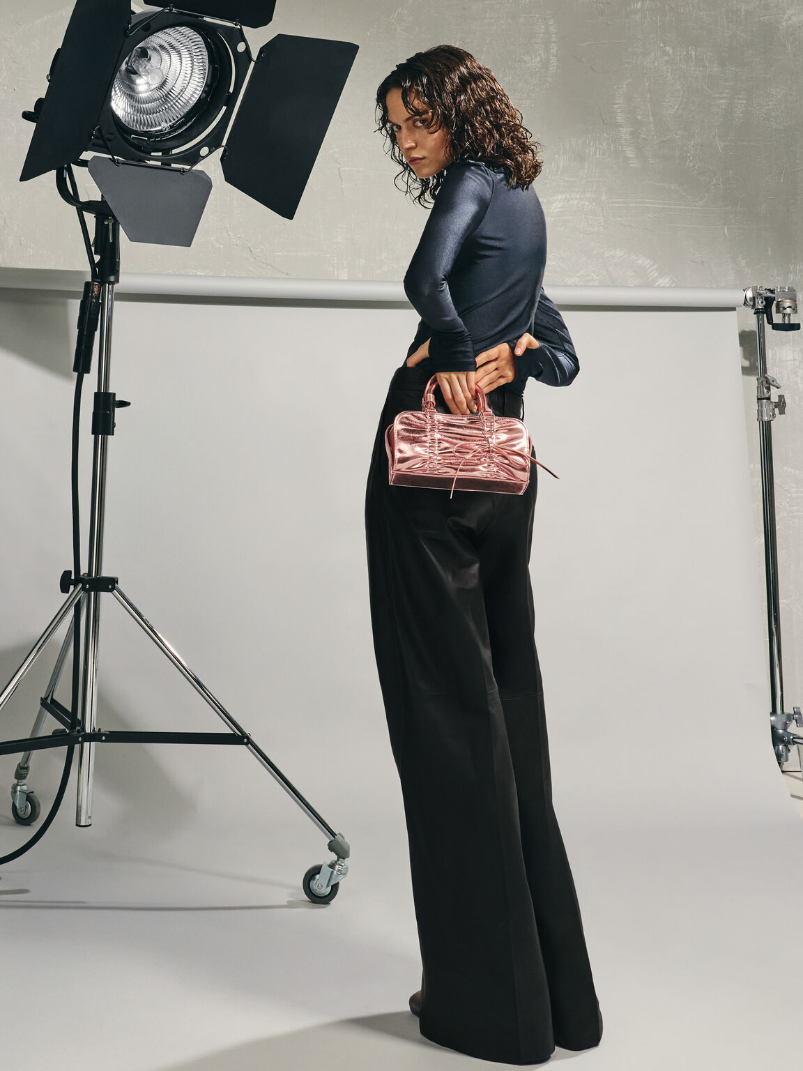 Kadee ケーディー メタリックルーシュドボウチャームボウリングバッグ, オーラピンク, hi-res