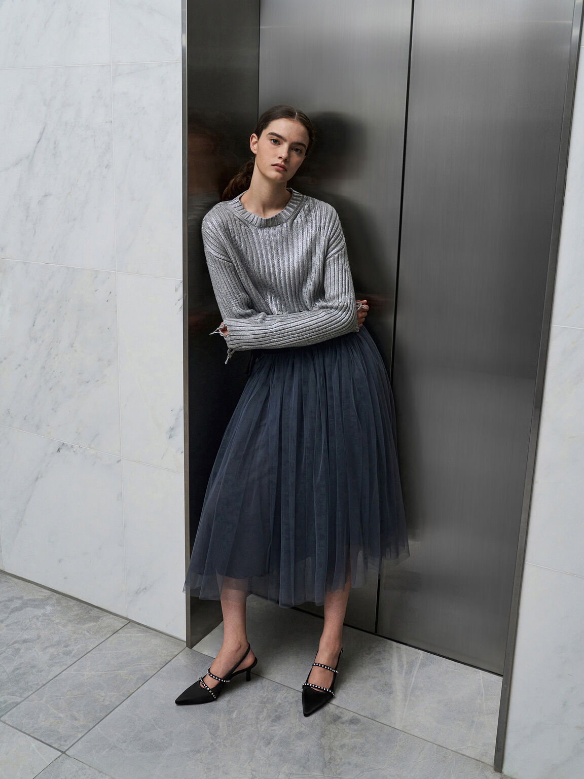 サテン エンベリッシュドストラップメリージェーンパンプス, ブラックテクスチャード, hi-res