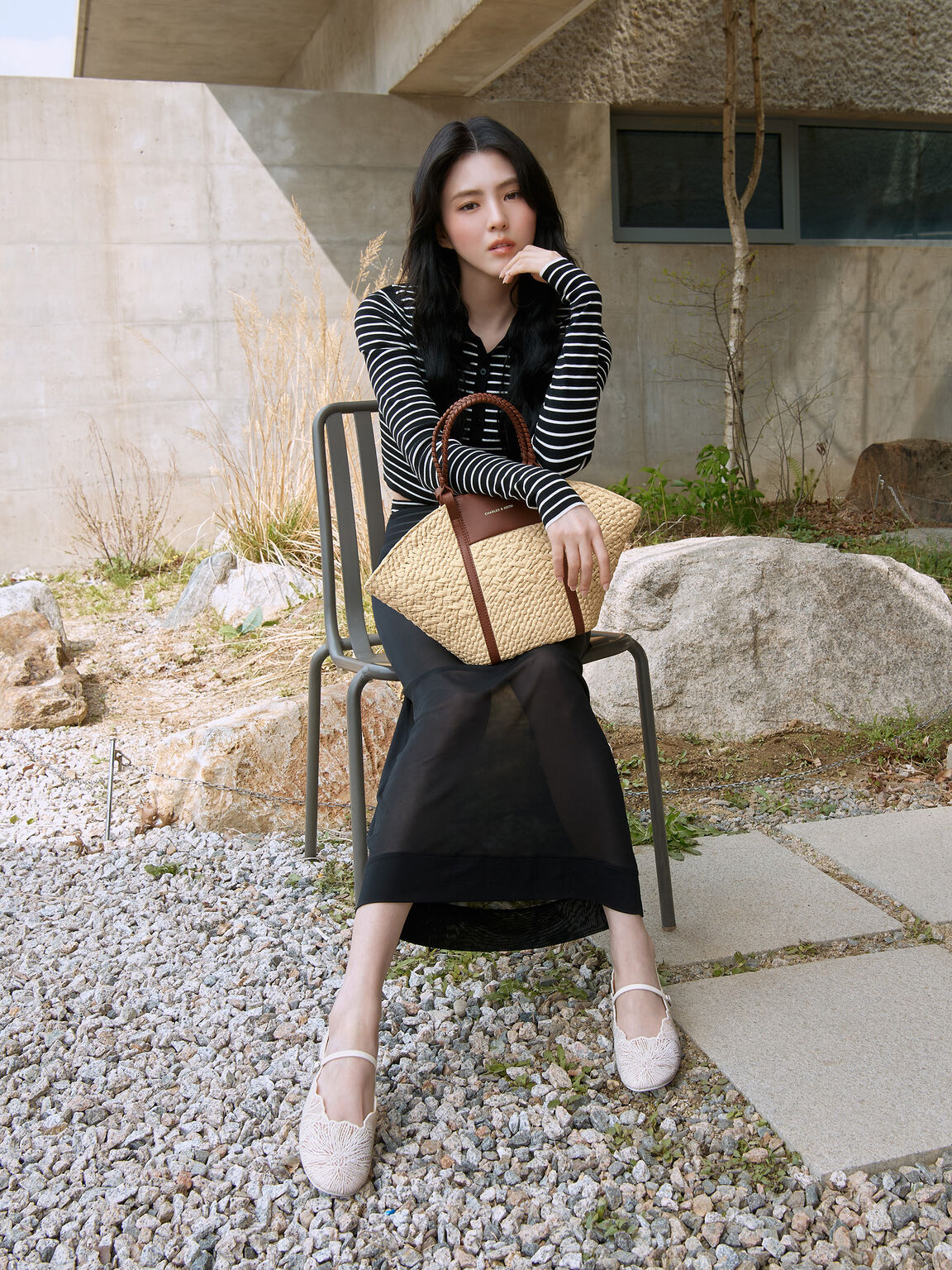 Meja メジャー クロシェ フローラルメリージェーンフラット, ホワイト, hi-res