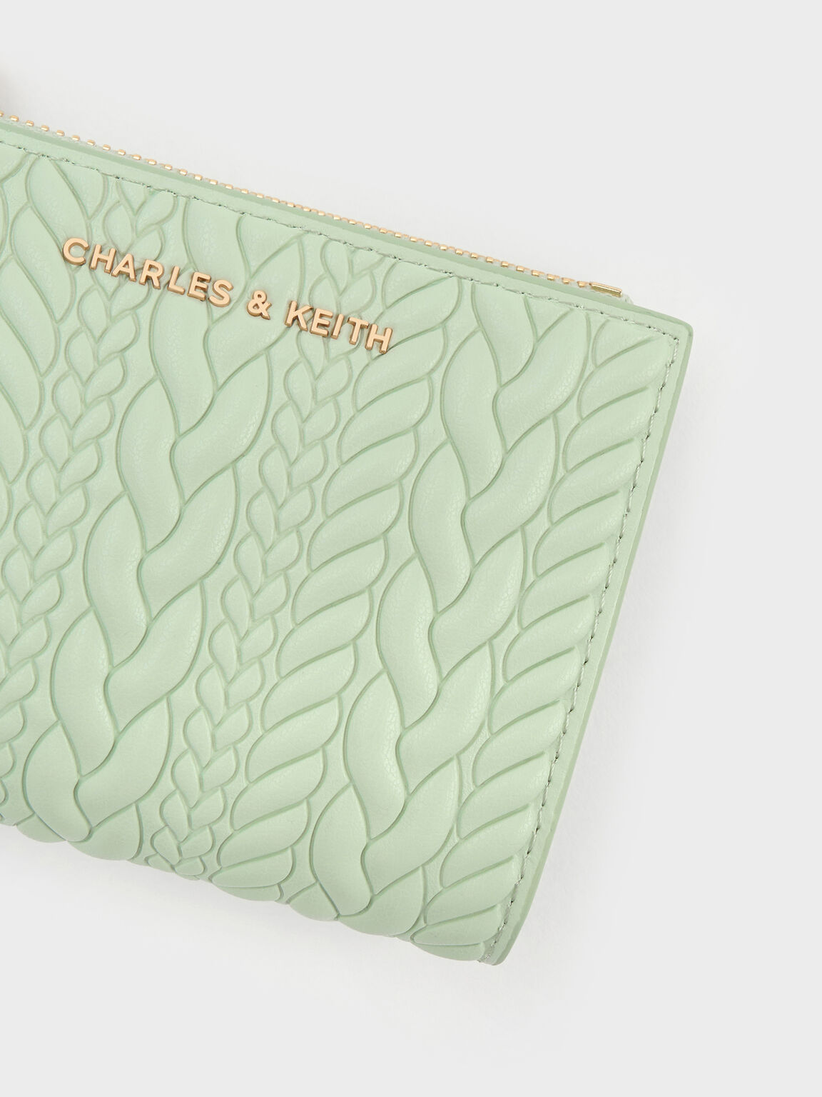 Apolline アポリーネ テクスチャートップジップウォレット, ミントグリーン, hi-res