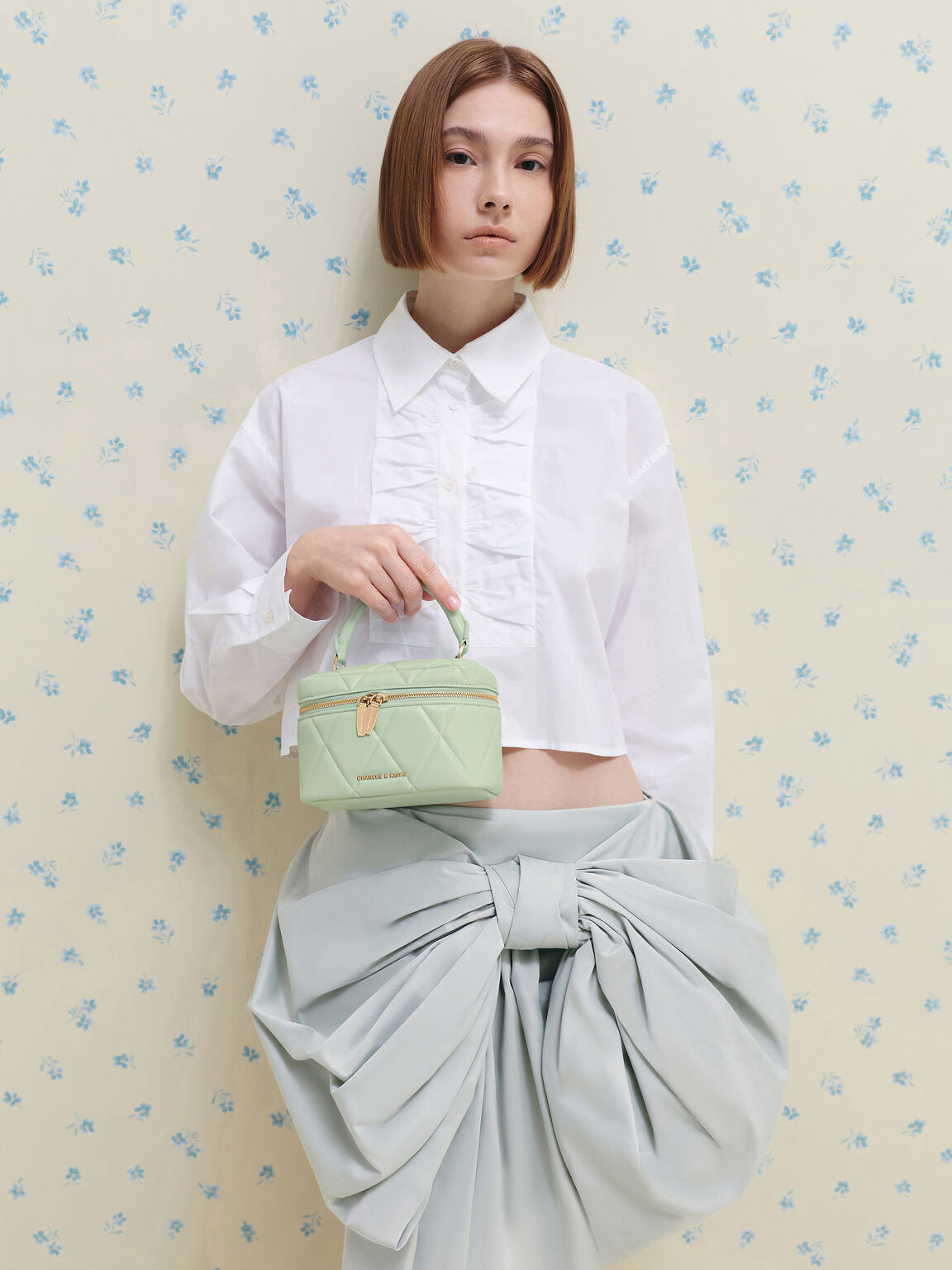 Arwen アルウェン キルトトップハンドルバニティバッグ, ミントグリーン, hi-res