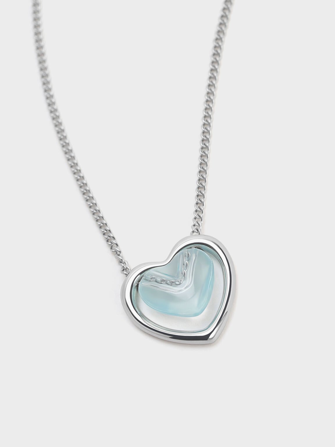 Annalise アナリーゼ レジンハートネックレス, ブルー, hi-res
