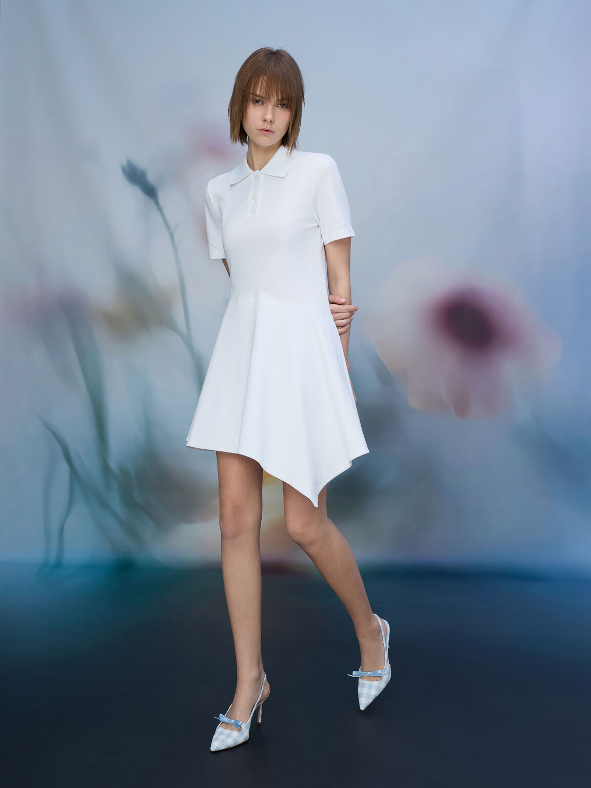 ボウ ポインテッドトゥスリングバックパンプス, ライトブルー, hi-res