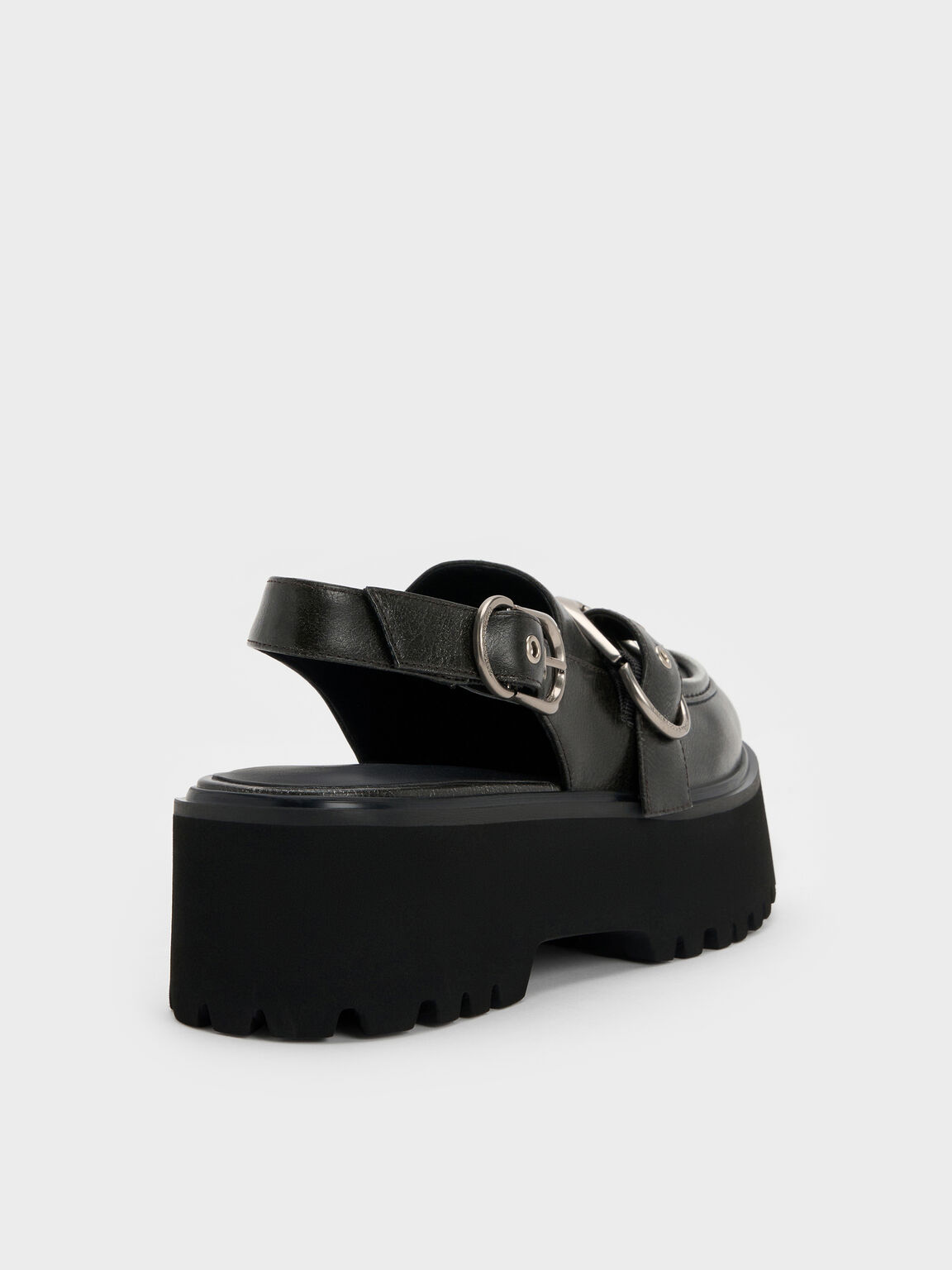 Eliot エリオット プラットフォーム スリングバックローファー, グレー, hi-res