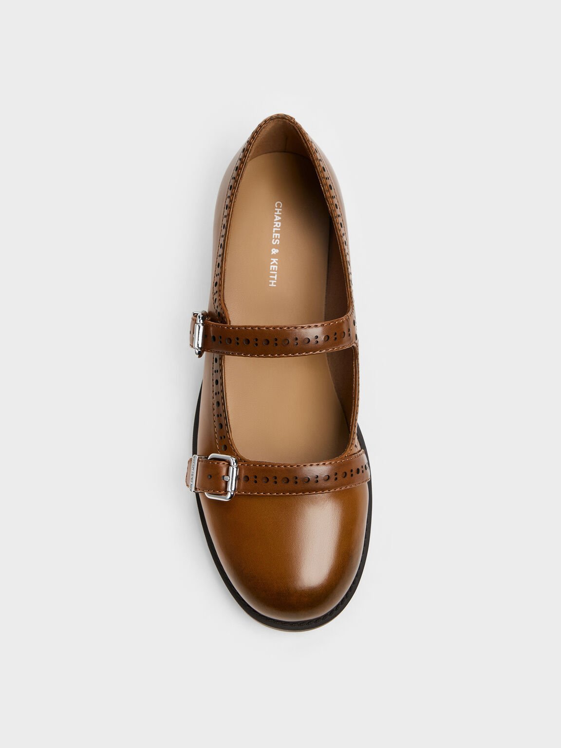 ダブルストラップ ブロークメリージェーン, タン, hi-res