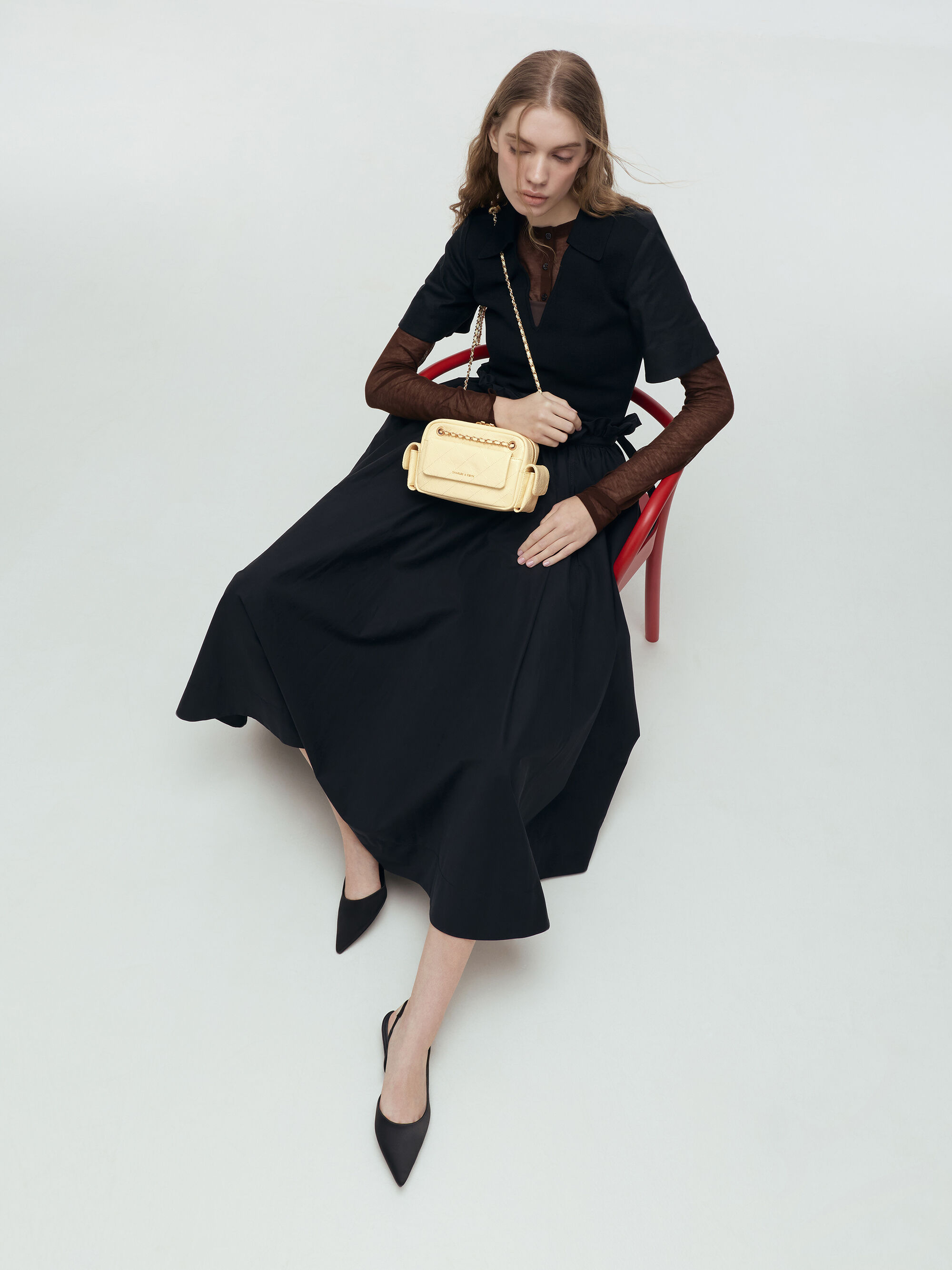 Duo ドゥオ キルトクロスボディーバッグ - バターイエロー | CHARLES