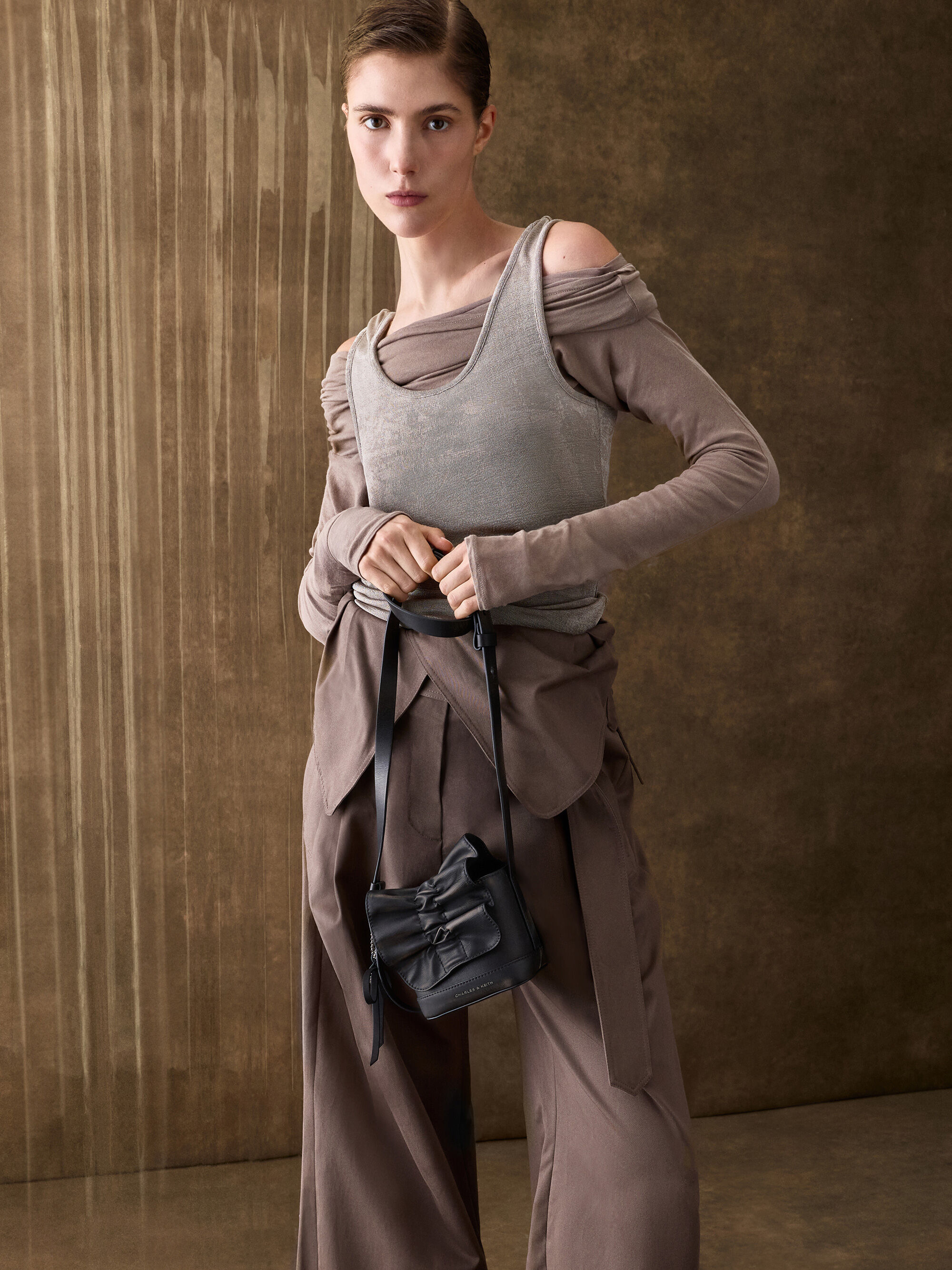 Kadee ケーディー ルーシュドミニバッグ - バーニシュトブラウン