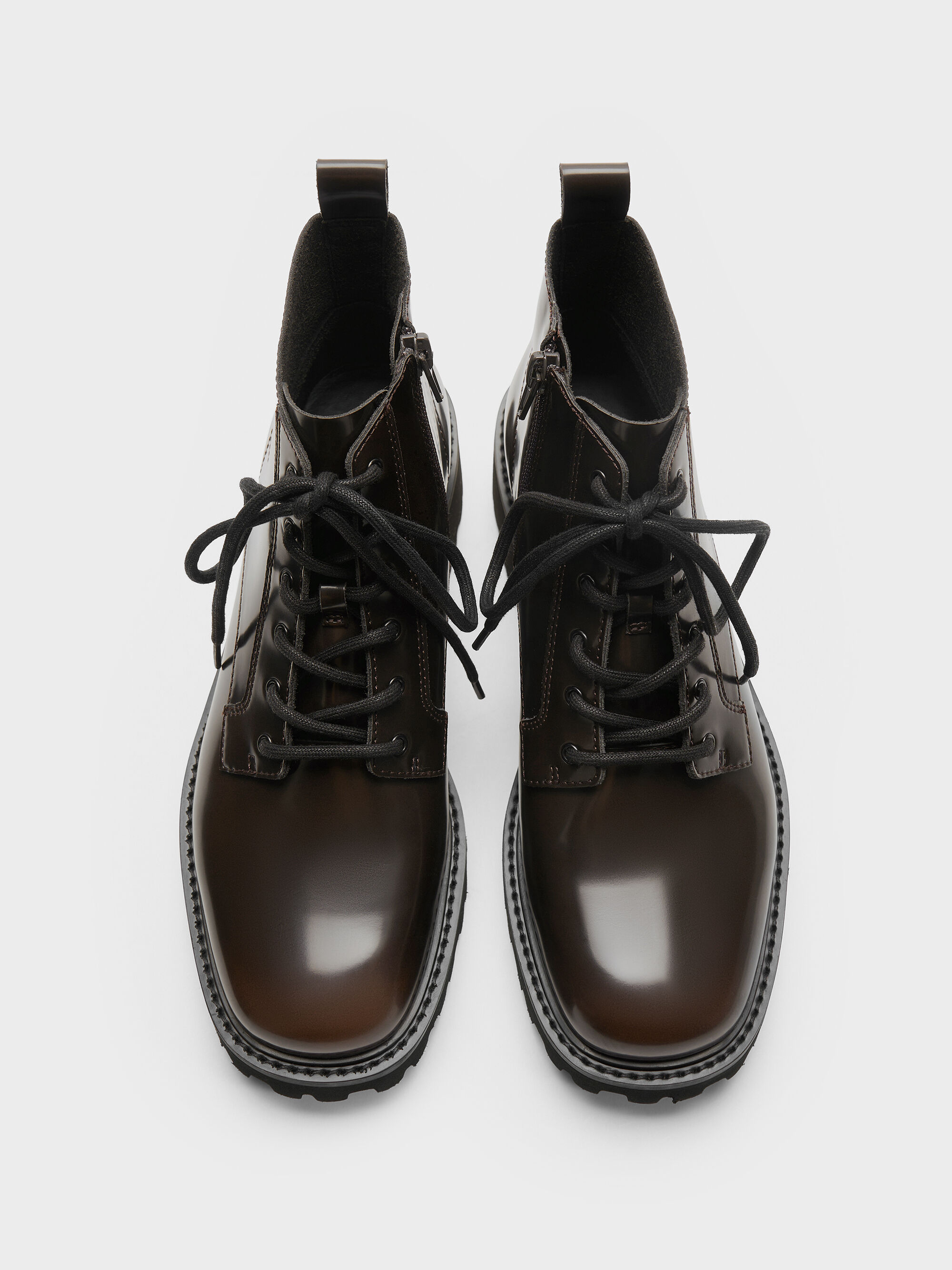 リジッドソール コンバットブーツ - ダークブラウン | CHARLES & KEITH