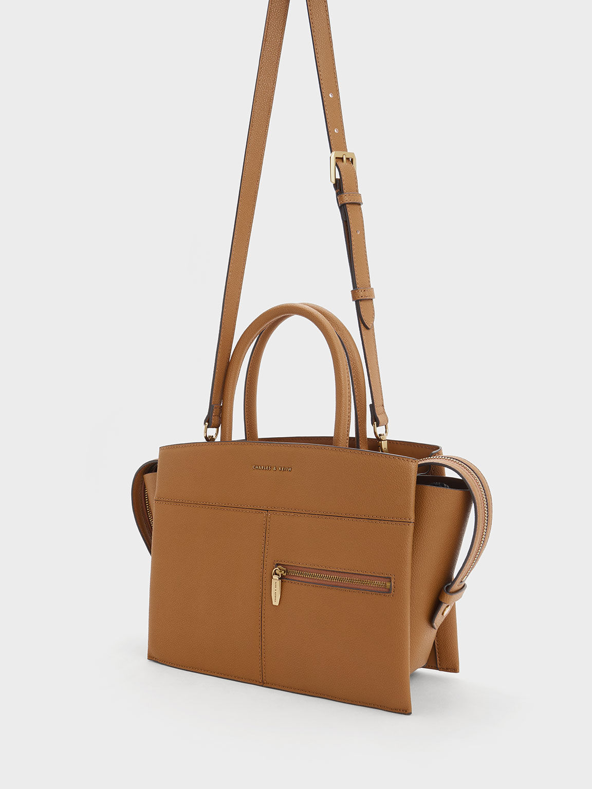 Anwen アンウェン トラペーズトップハンドルバッグ, チョコレート, hi-res