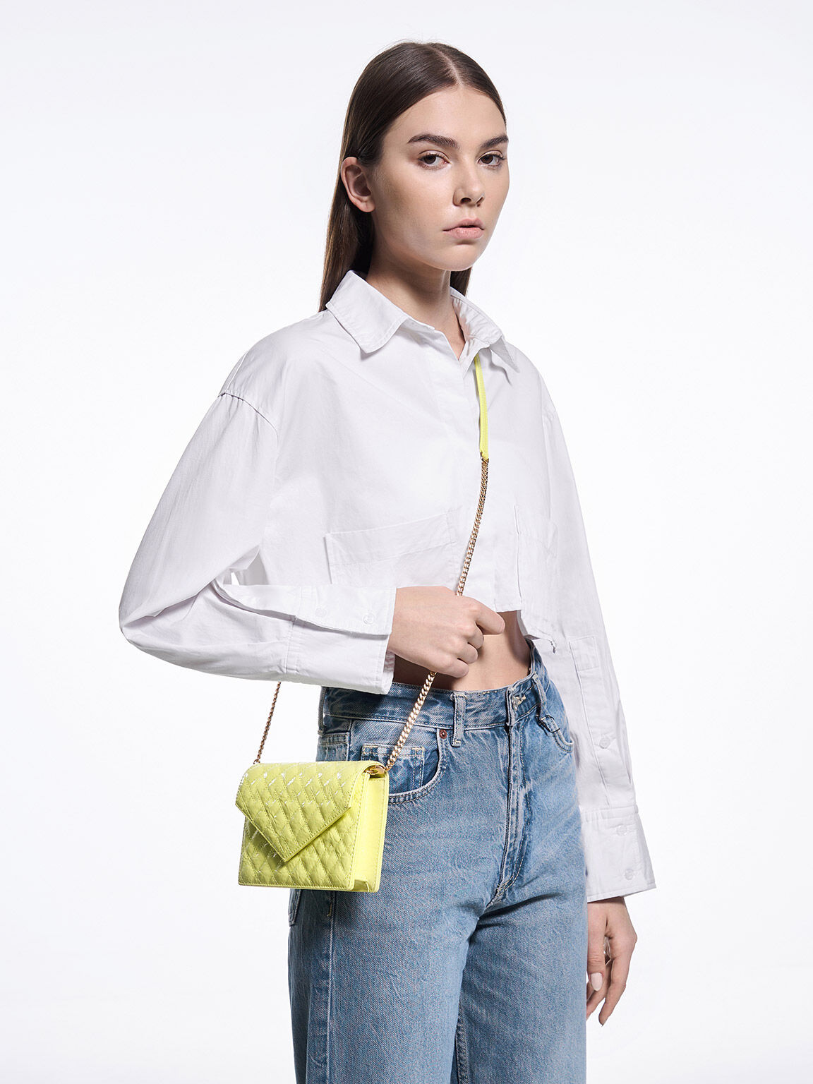 Duo ドゥオ キルトエンベロープクラッチ, バター, hi-res