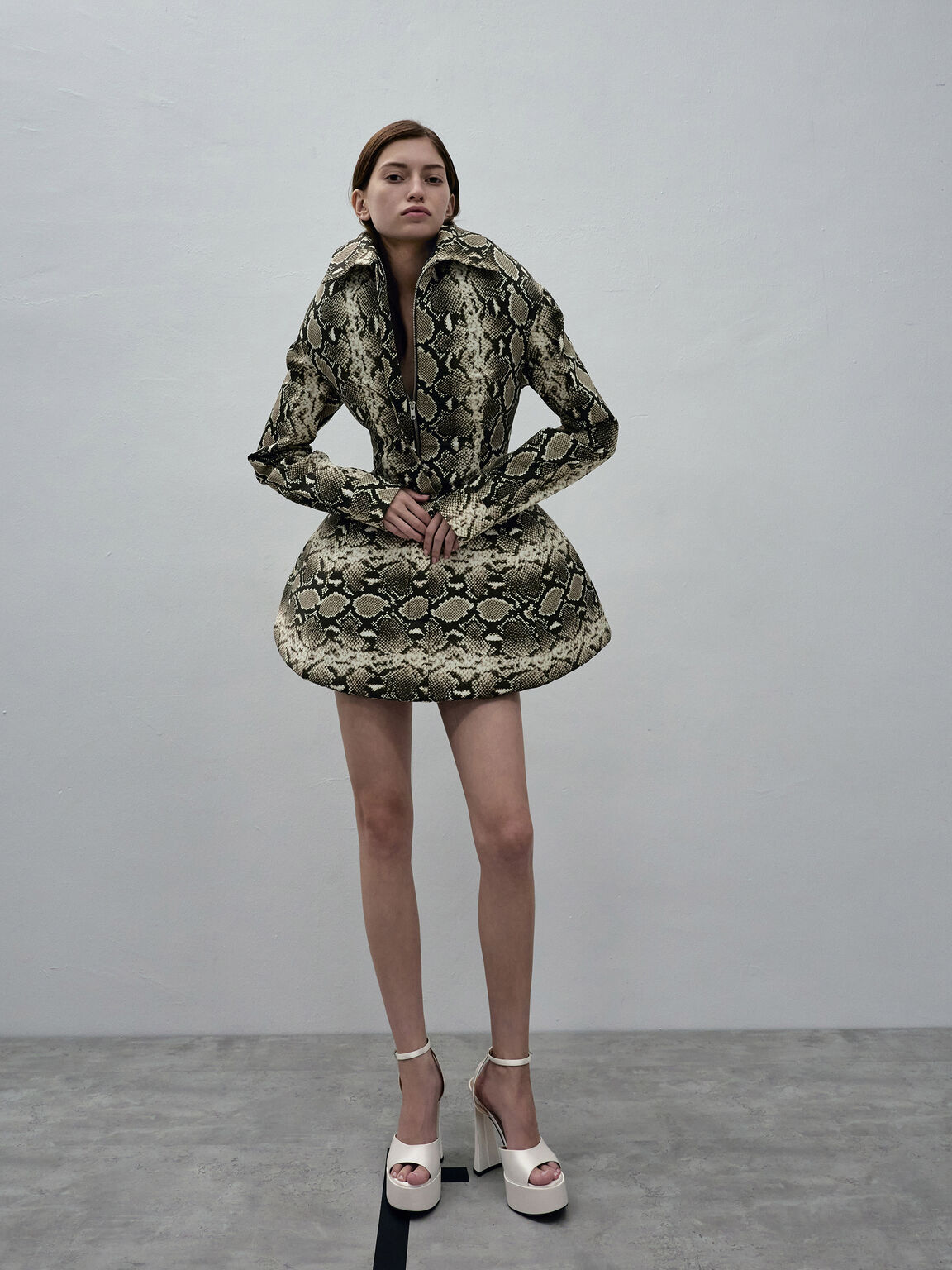 Michelle ミシェル ポリエステルプラットフォームサンダル, ホワイト, hi-res