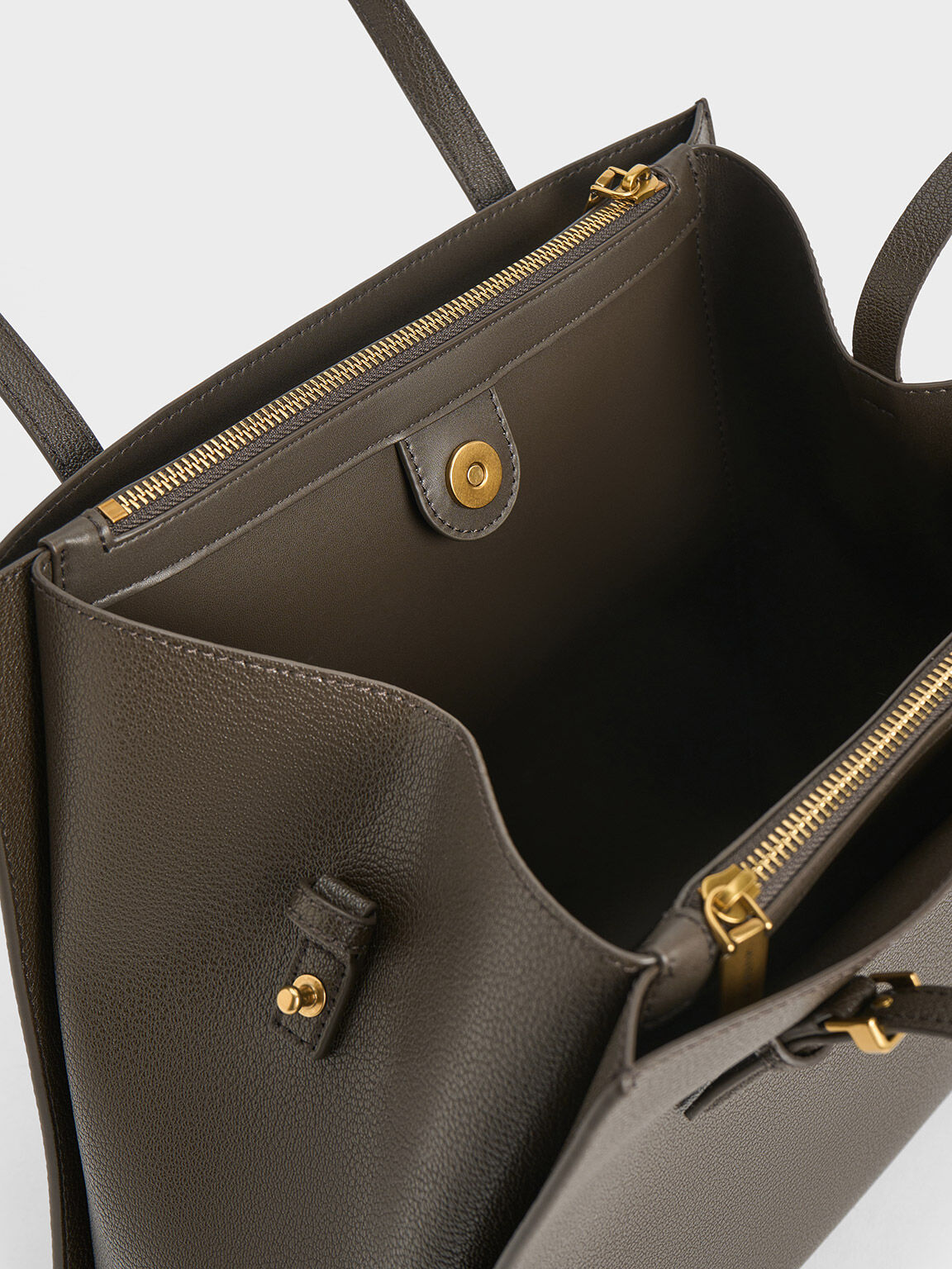 Sansa サンサ クラシックダブルハンドルトートバッグ - ダークモス