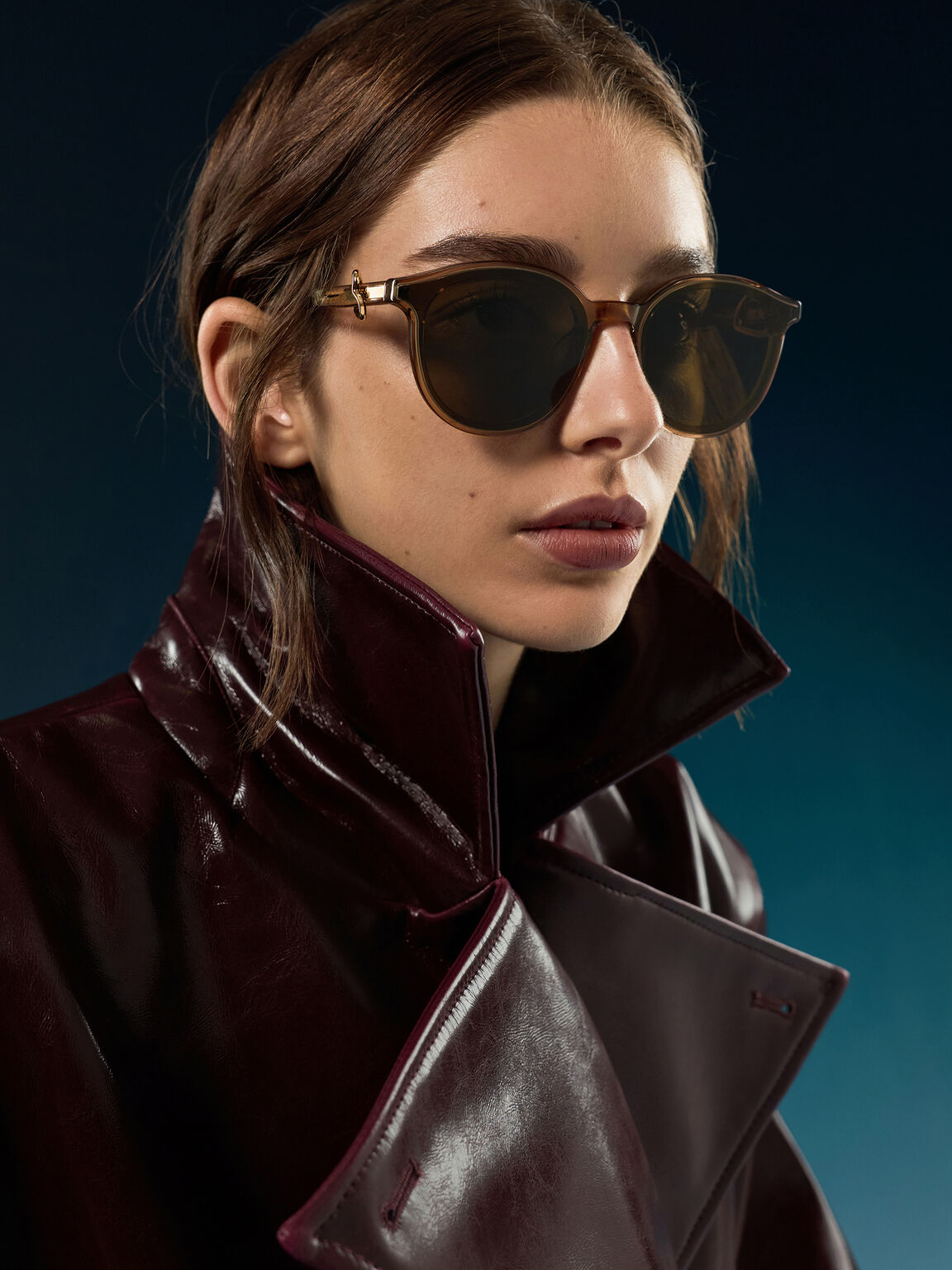 Ciara シアラ ハートモチーフ サングラス, チェスナットブラウン, hi-res