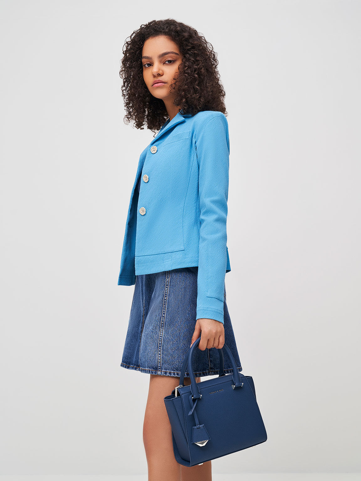 ダブルハンドル トラペーズトートバッグ, ネイビー, hi-res