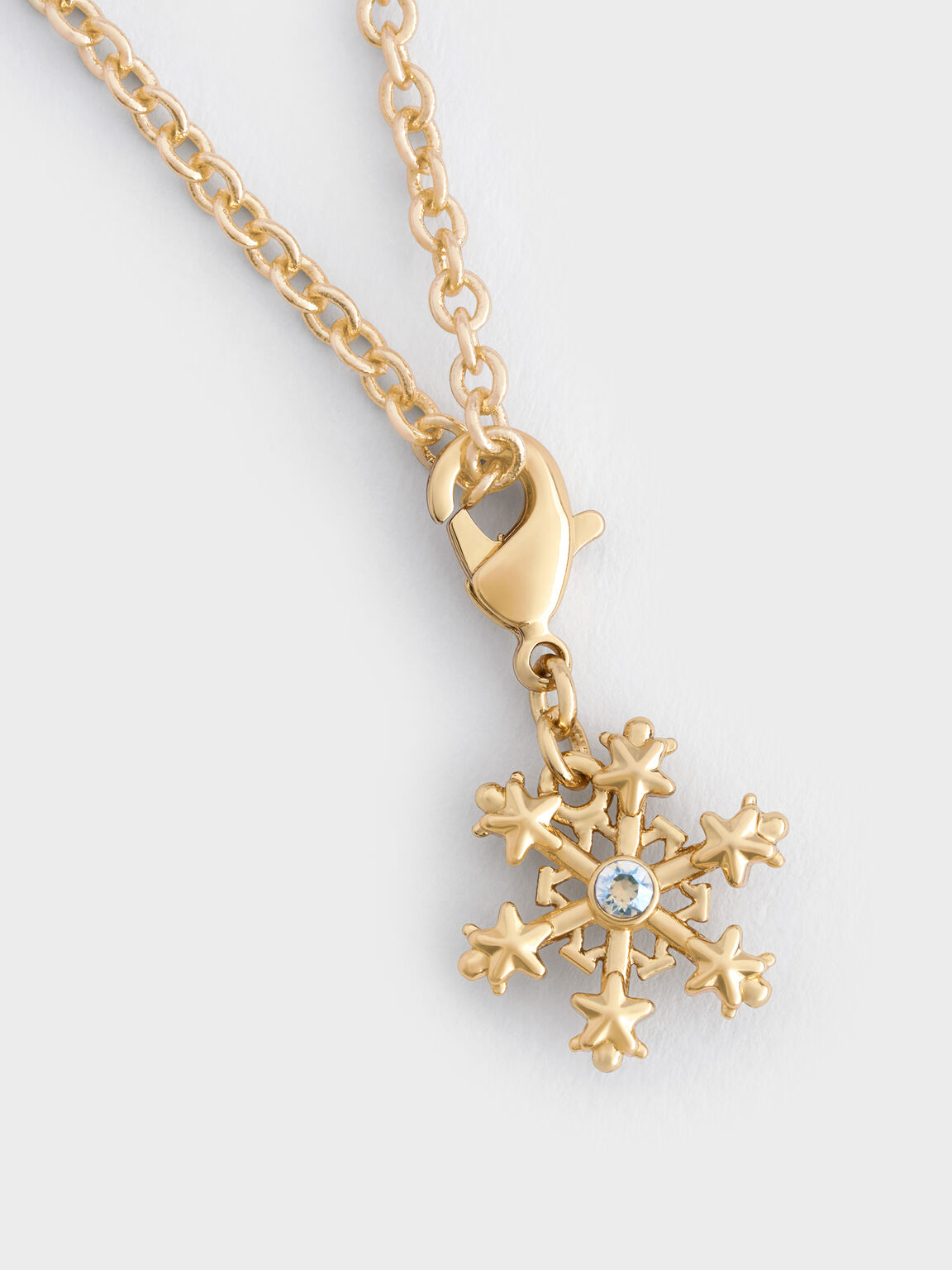 Athalia アザリア クリスタルエンベリッシュド スノーフレークチャーム, ゴールド, hi-res