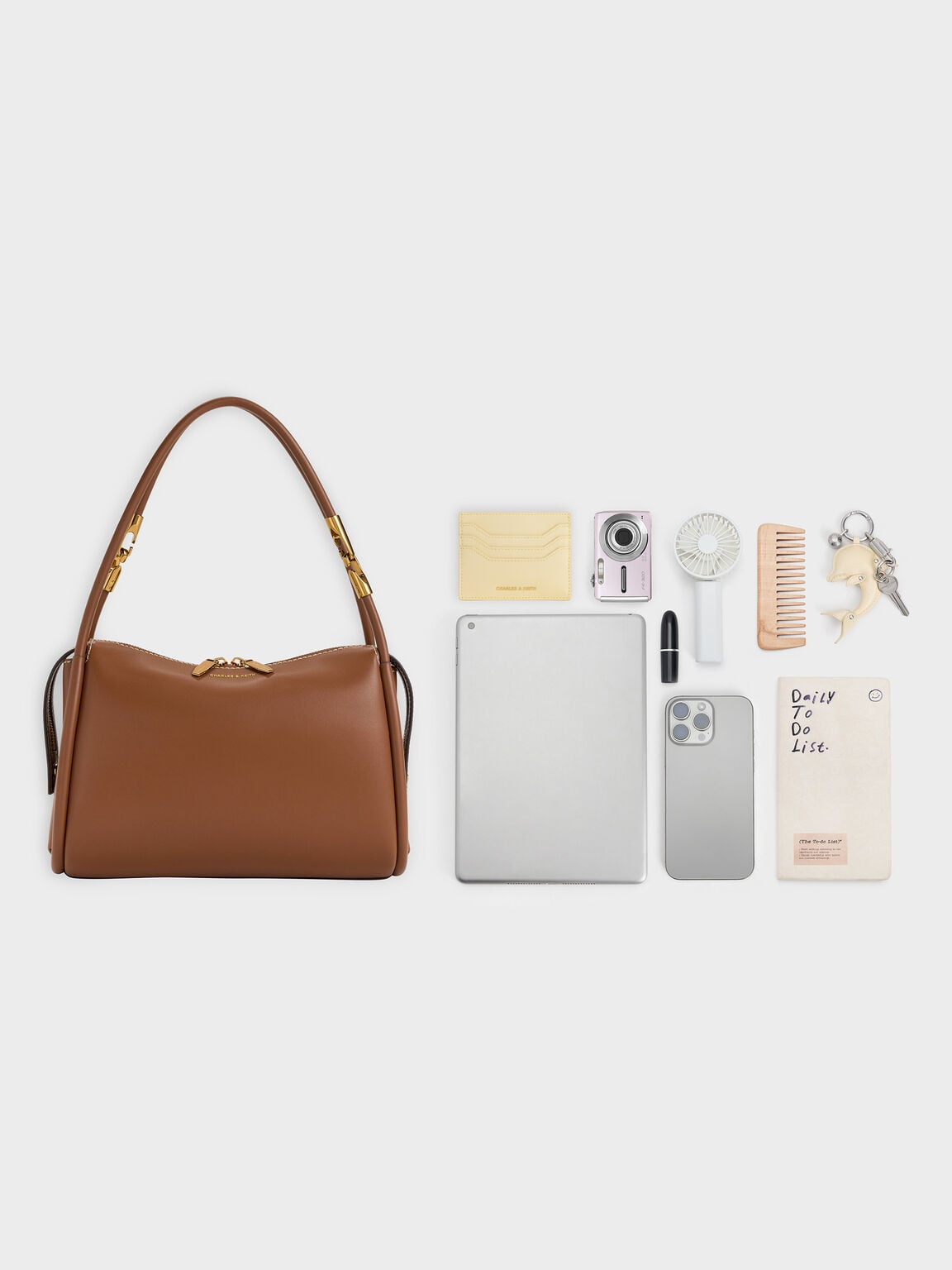 Lyla ライラ チューブラースラウチー ショルダーバッグ, チョコレート, hi-res