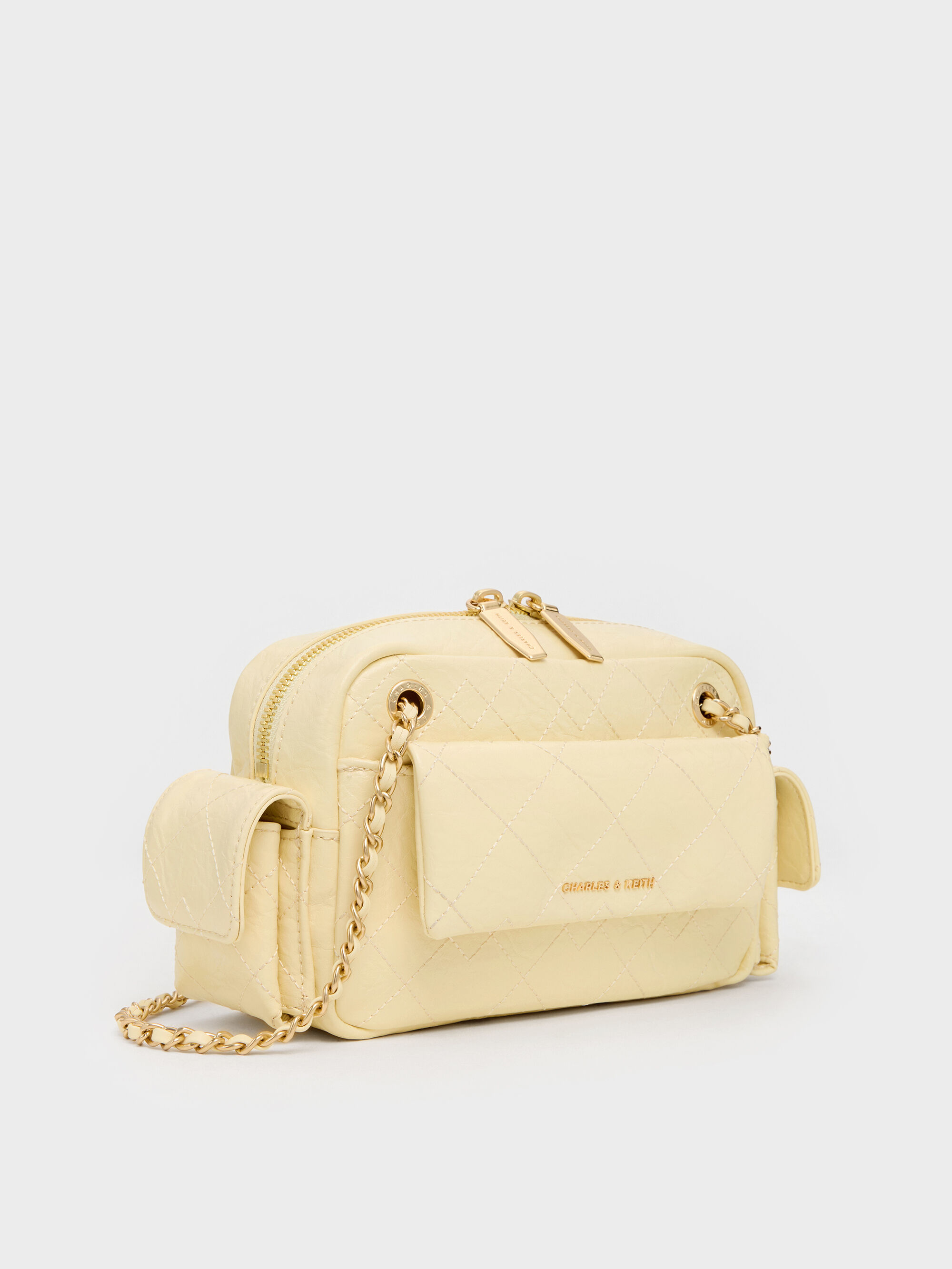 Duo ドゥオ キルトクロスボディーバッグ - バターイエロー | CHARLES